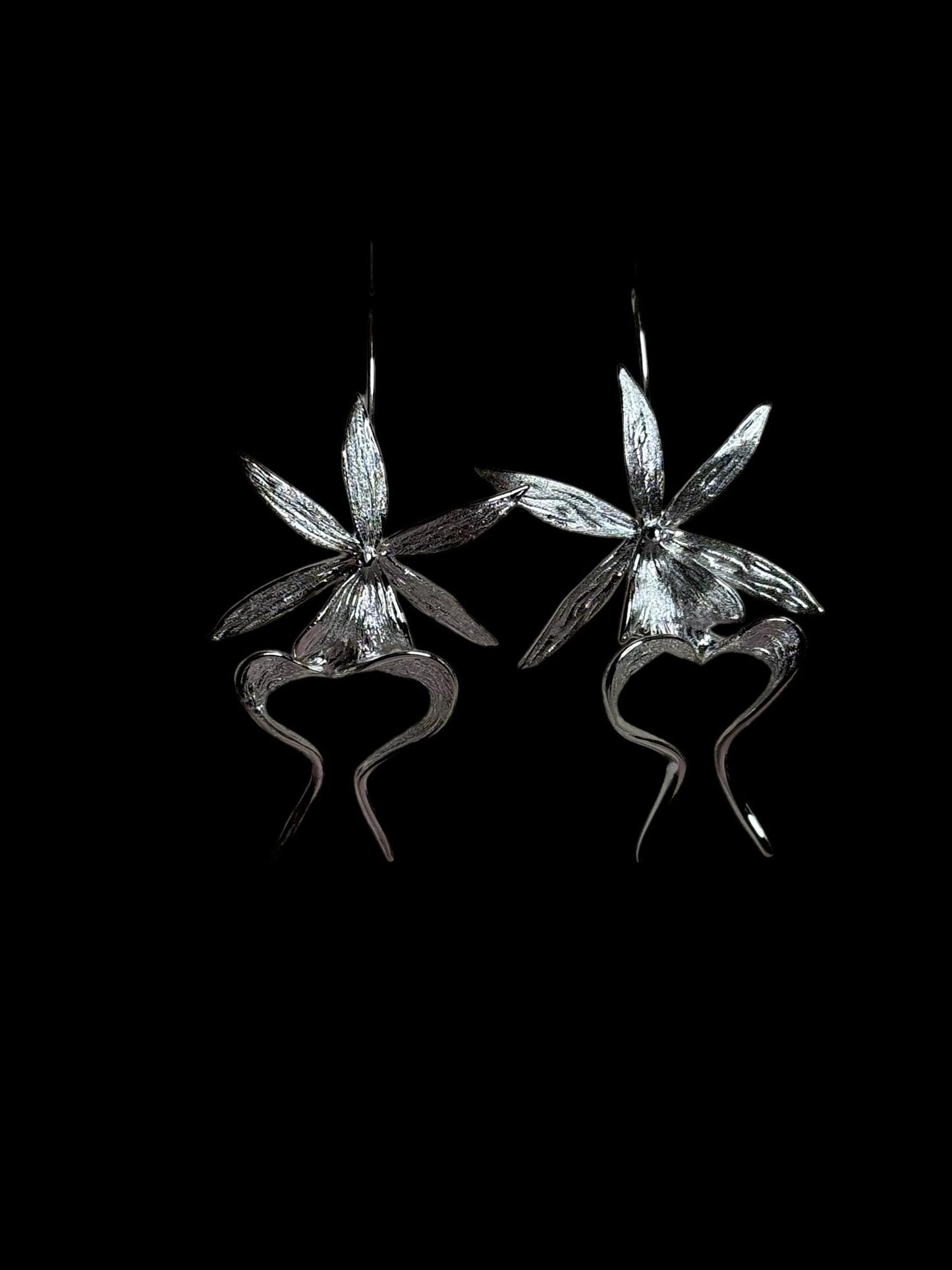 Ghost Orchid Silver Earrings • Ghost Orchid Earrings Dangle • 14K Gold Jewelry- Orchid Jewelry
