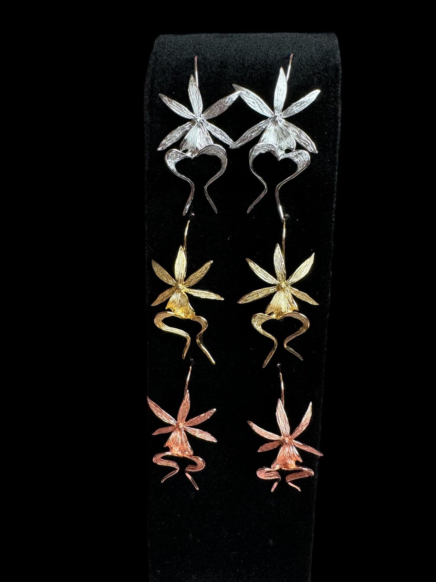 Ghost Orchid Silver Earrings • Ghost Orchid Earrings Dangle • 14K Gold Jewelry- Orchid Jewelry