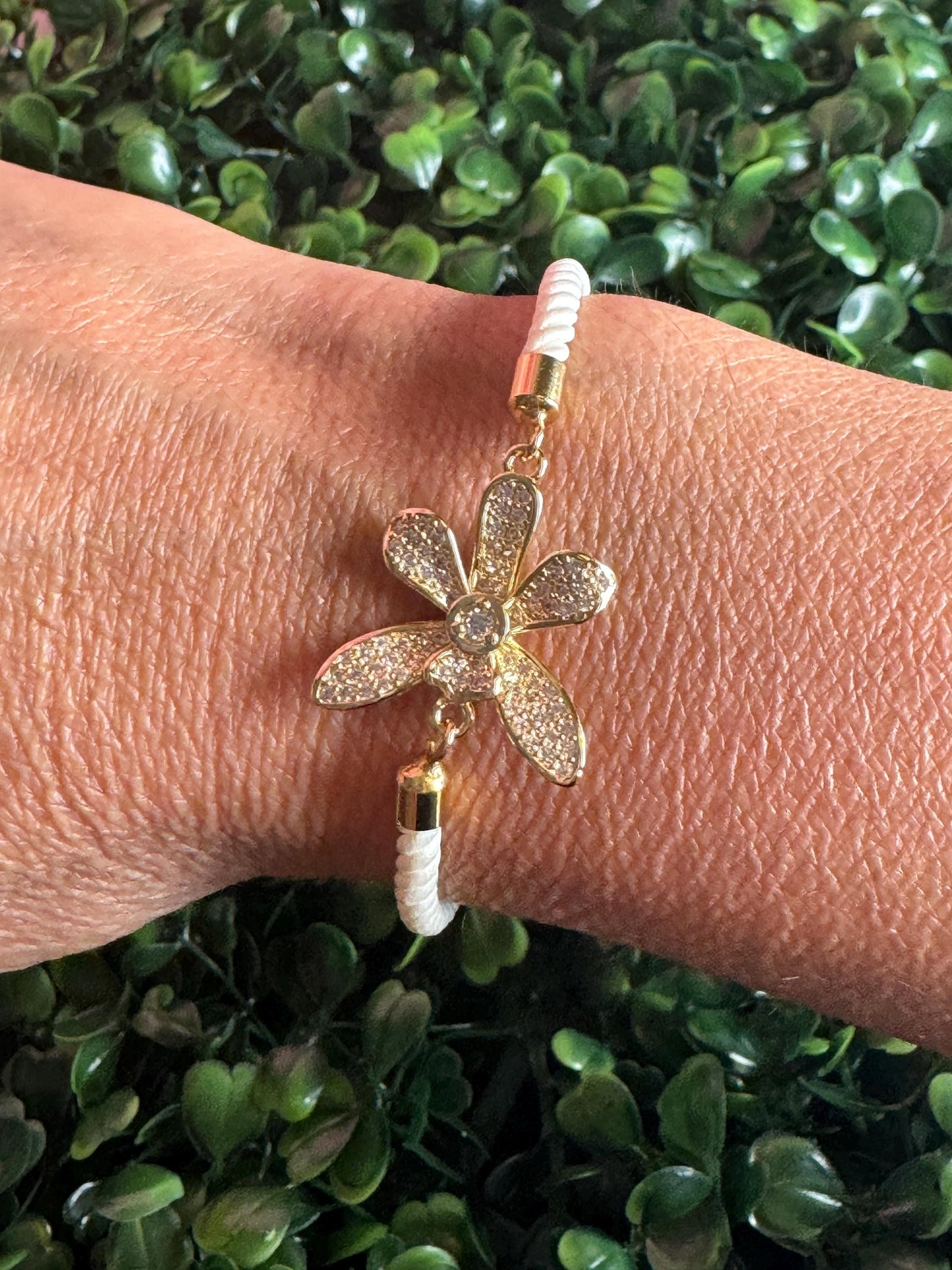 Vanda Orchid Clear Zircons Flower Bracelet • Friendship Bracelet • Birthday Gift • Unique Gift for Her - Orchidique