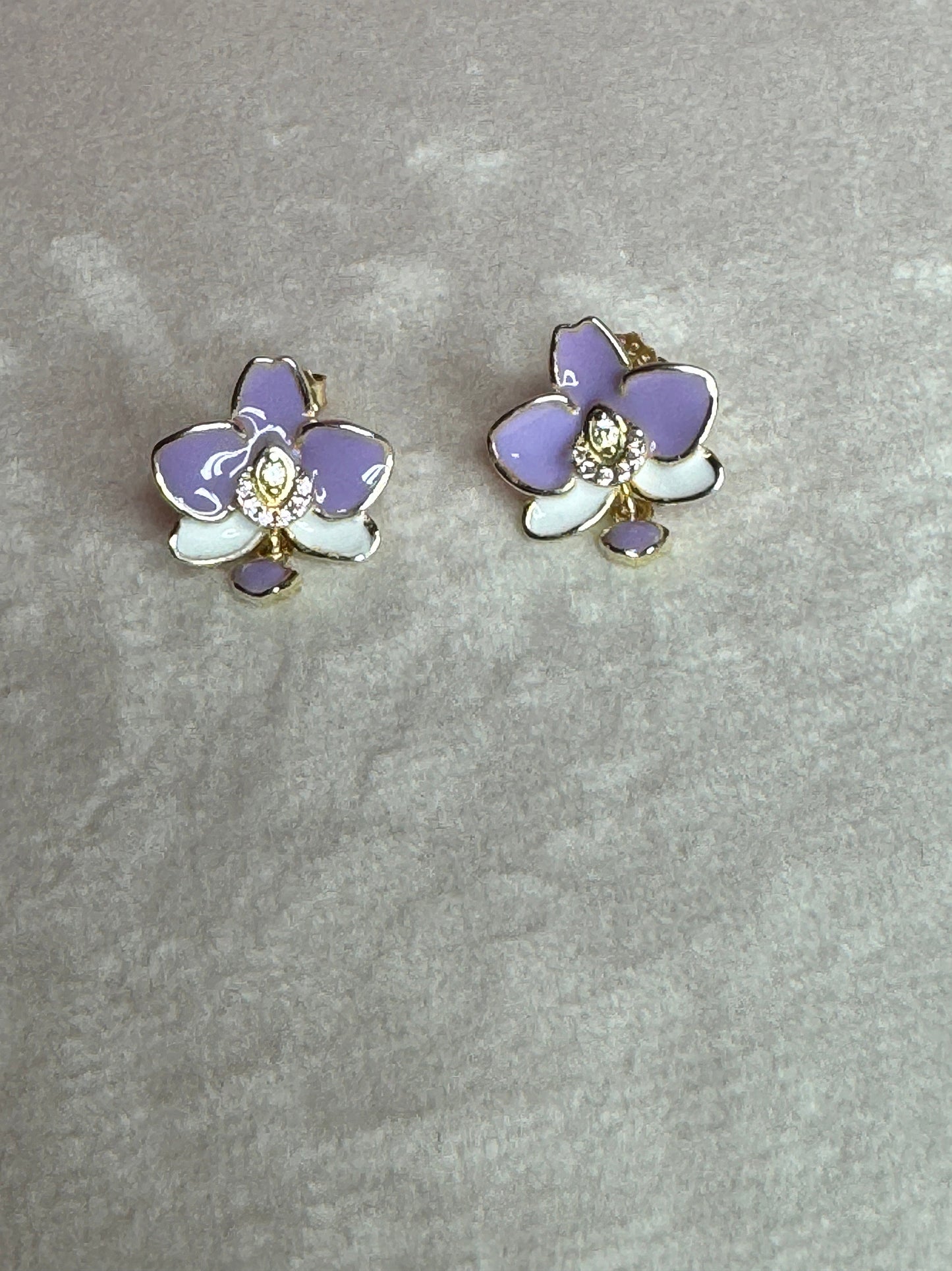 Purple Phalaenopsis Orchid Stud Earrings –Inspired by my “Cutie” flower • Orchid Flower Earrings • Sterling Silver Gold Plated Studs