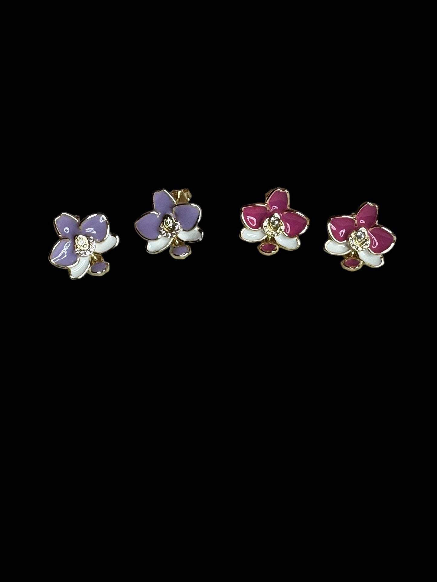 Purple Phalaenopsis Orchid Stud Earrings –Inspired by my “Cutie” flower • Orchid Flower Earrings • Sterling Silver Gold Plated Studs