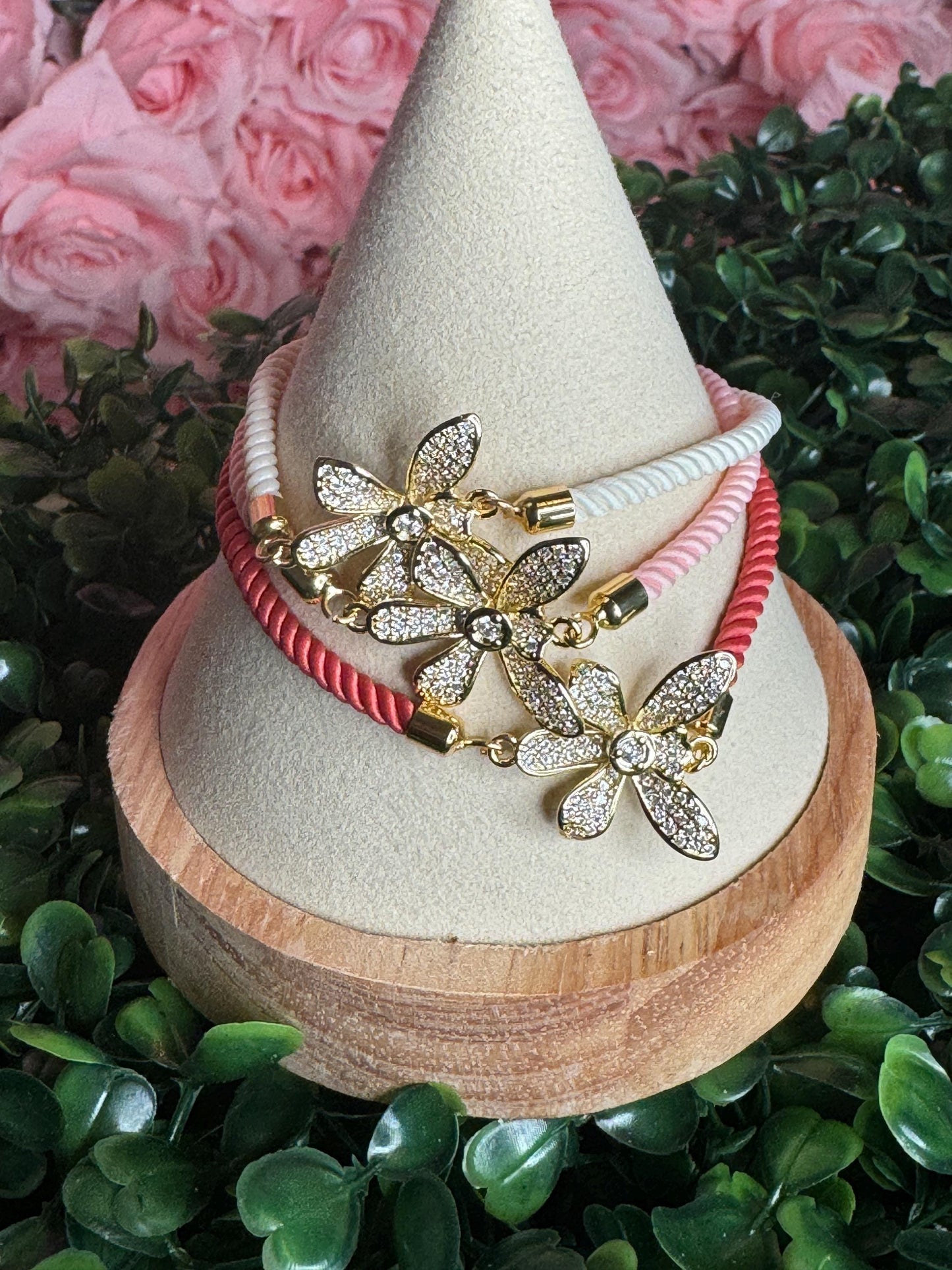 Vanda Orchid Clear Zircons Flower Bracelet • Friendship Bracelet • Birthday Gift • Unique Gift for Her - Orchidique