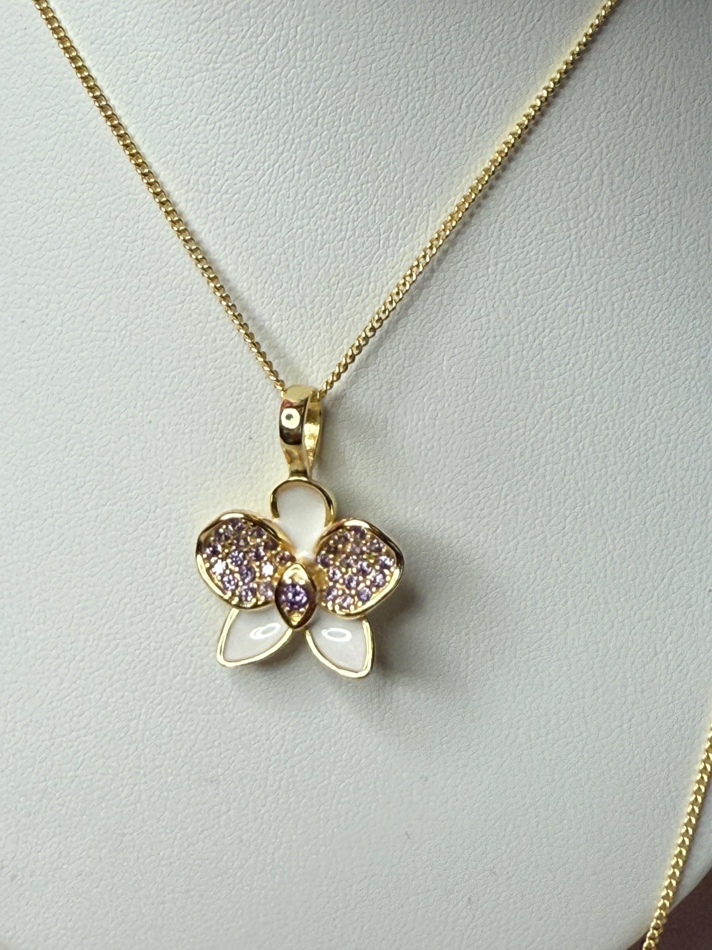 White Phalaenopsis Orchid Flower Jewelry Set • Gold Flowers Studs • Orchid Flower Pendant Necklace • Orchid Ring • Whispers Glow Collection