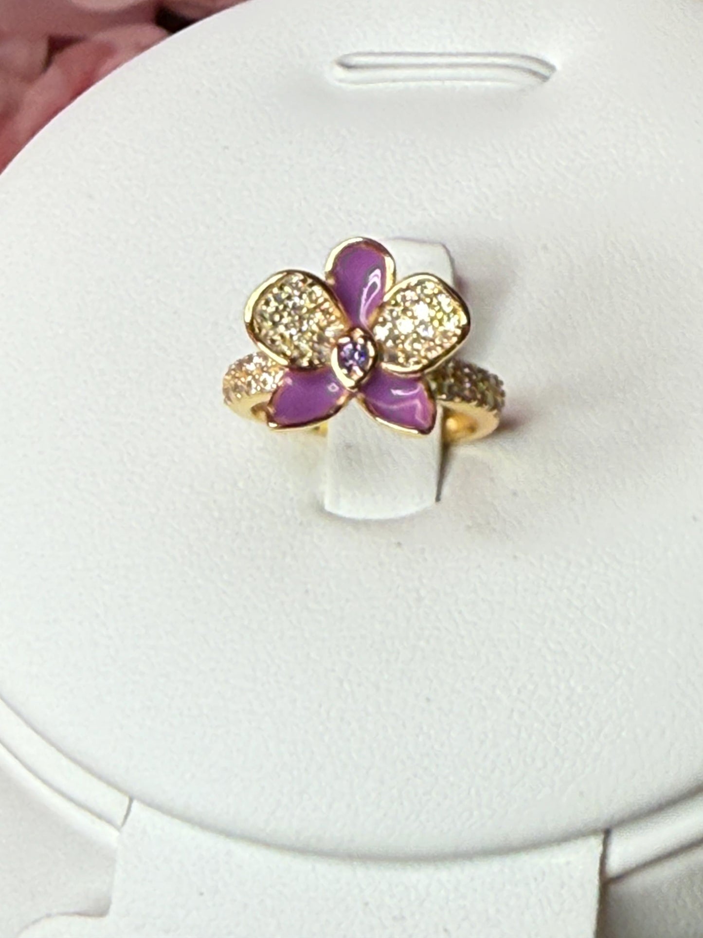 Purple Phalaenopsis Orchid Flower Jewelry Set β’ Gold Flowers Studs β’ Orchid Flower Pendant Necklace β’ Orchid Ring β’ Whispers Glow Collection