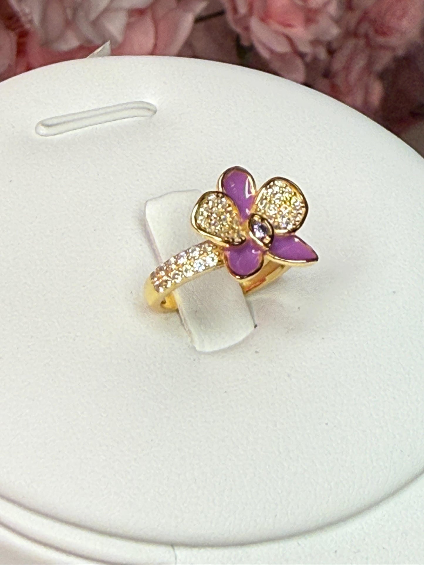 Purple Phalaenopsis Orchid Flower Jewelry Set β’ Gold Flowers Studs β’ Orchid Flower Pendant Necklace β’ Orchid Ring β’ Whispers Glow Collection
