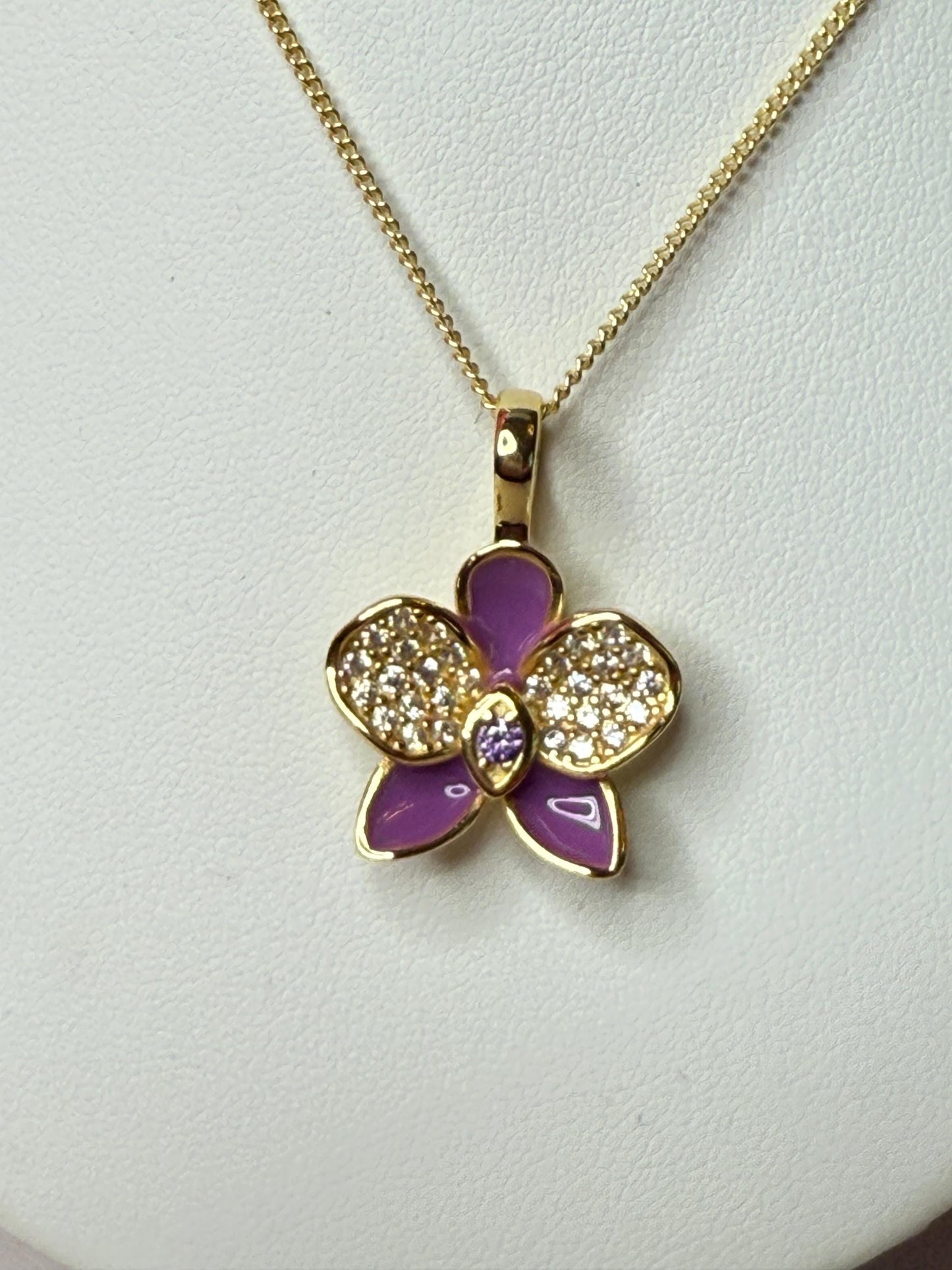 Purple Phalaenopsis Orchid Flower Jewelry Set β’ Gold Flowers Studs β’ Orchid Flower Pendant Necklace β’ Orchid Ring β’ Whispers Glow Collection