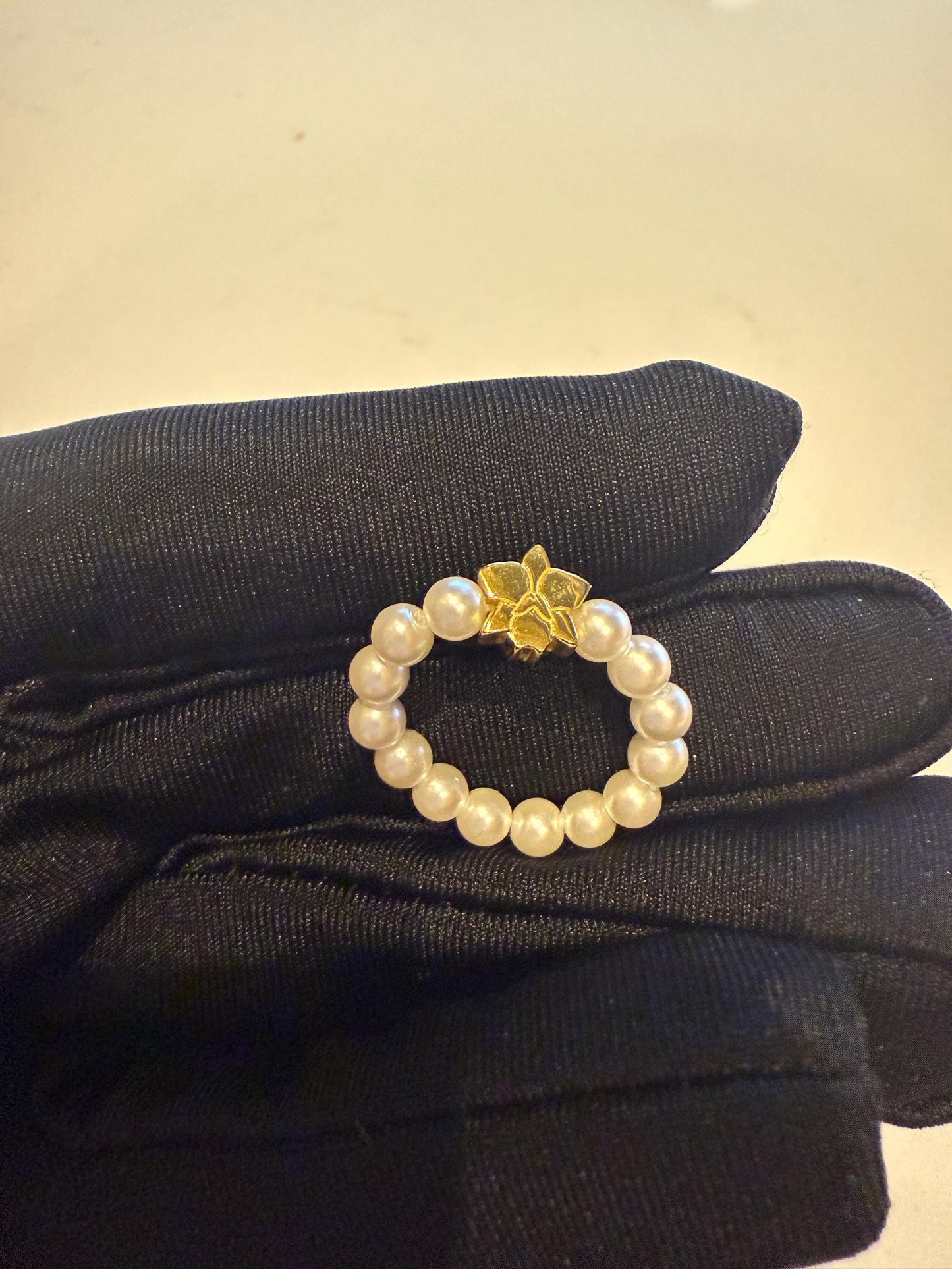 Pearl Orchid Ring: Stackable Ring • Pearl Ring • Orchid Flower Ring