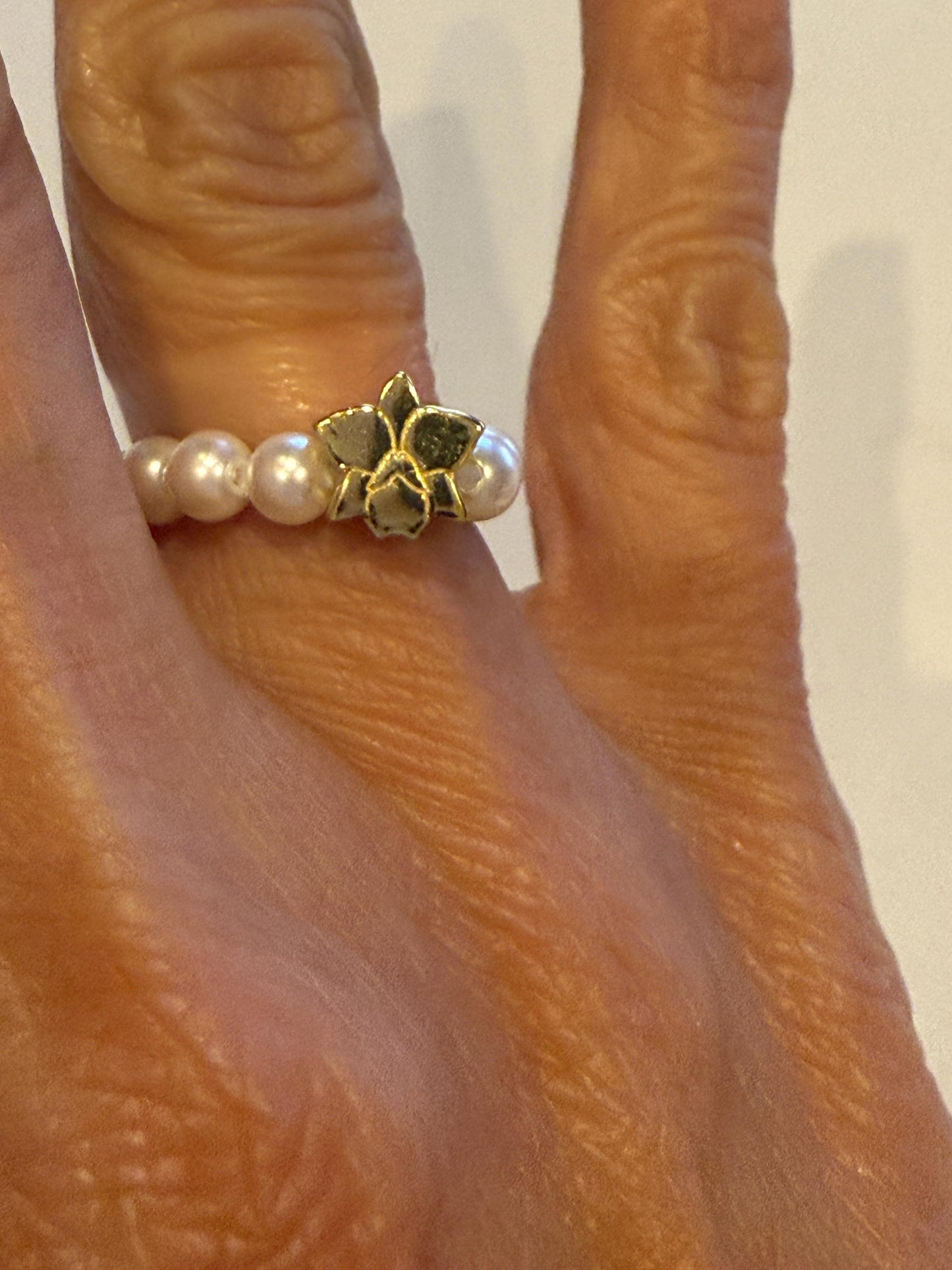 Pearl Orchid Ring: Stackable Ring • Pearl Ring • Orchid Flower Ring