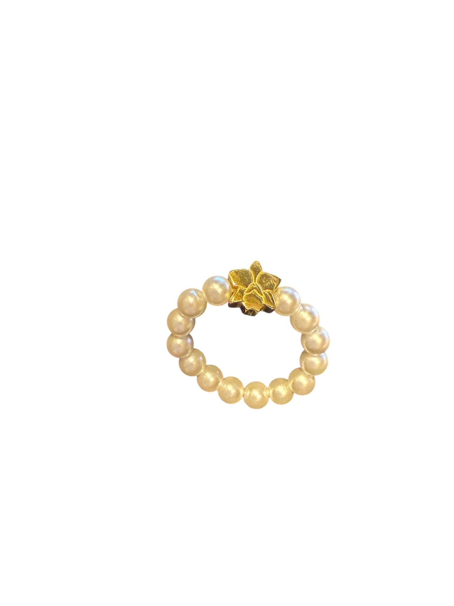 Pearl Orchid Ring: Stackable Ring • Pearl Ring • Orchid Flower Ring