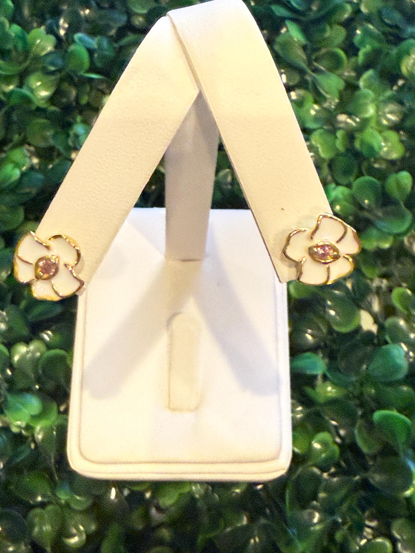 Mini White Vanda: Sterling Silver Vanda Orchid Flower Earrings β’ Gold Orchid Flower Vanda Cubic Zirconia Studs β’ Orchid Earrings