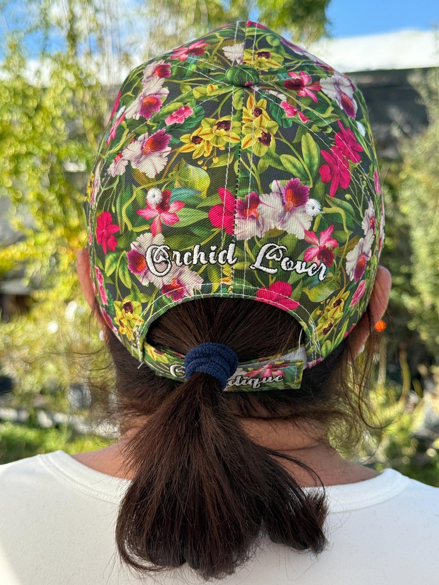 Cattleya Lover's Baseball Hat - Tropical Orchid Embroidered Baseball Cap, Adjustable