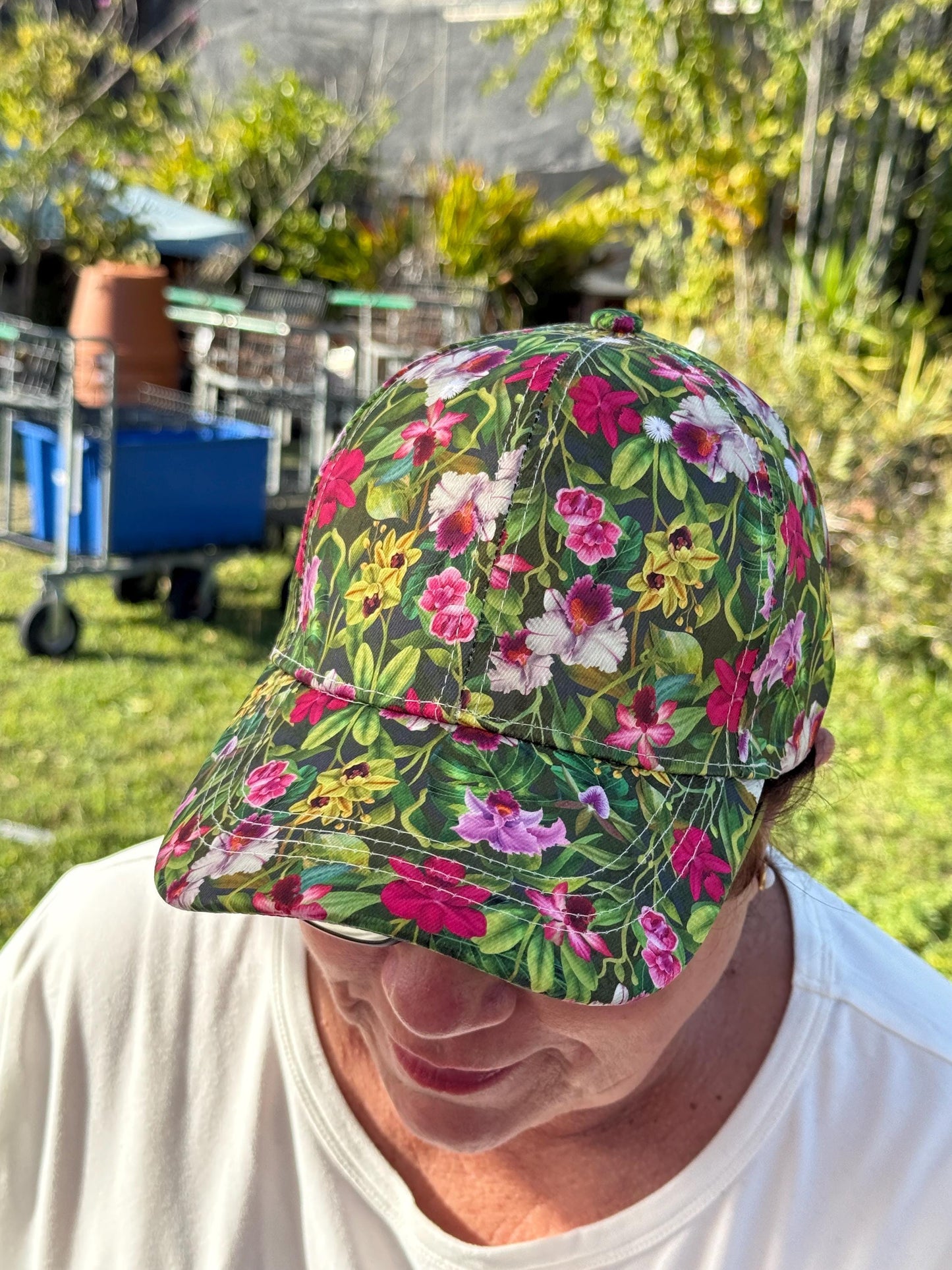 Cattleya Lover's Baseball Hat - Tropical Orchid Embroidered Baseball Cap, Adjustable