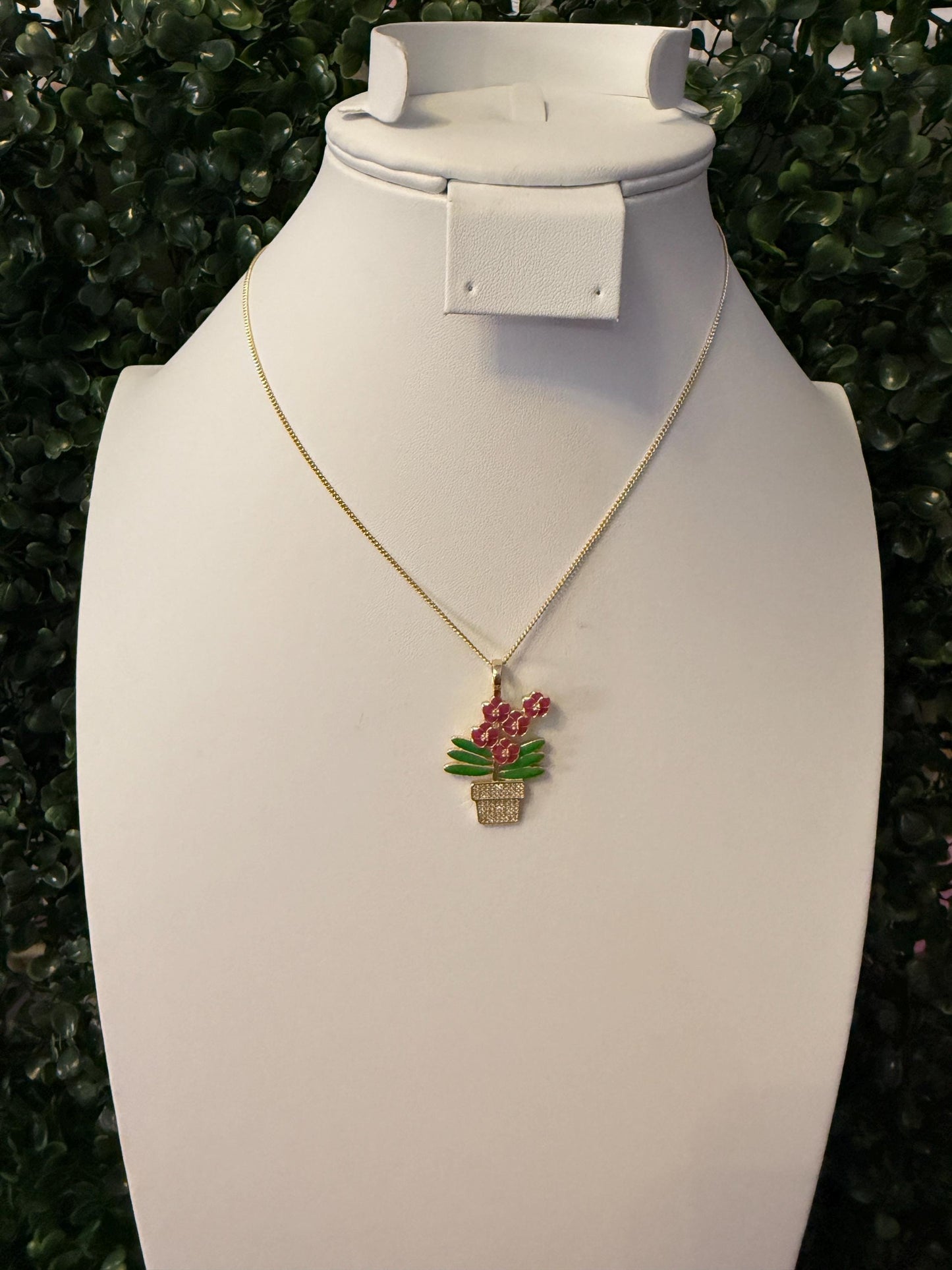 Flower Vanda Potted Plant Orchid Necklace • Orchid Choker • Orchid Pendant