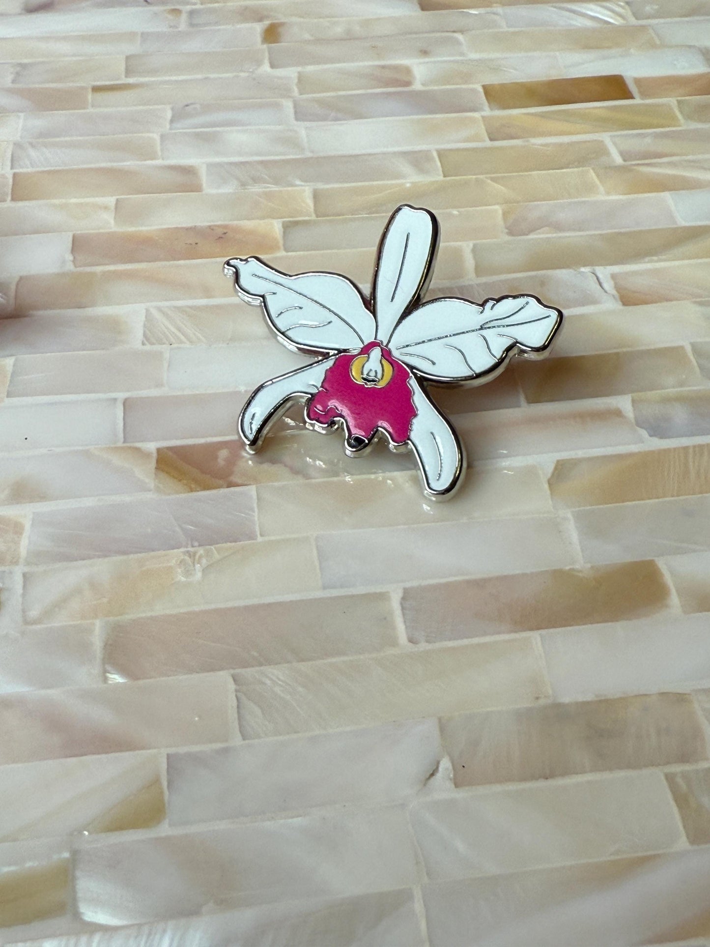Plant Enamel Pin- Cattleya Walkeriana Orchid Flower Enamel Pin β’ Floral Pin Collector Item β’ Orchid Charm β’ Pins and Badges