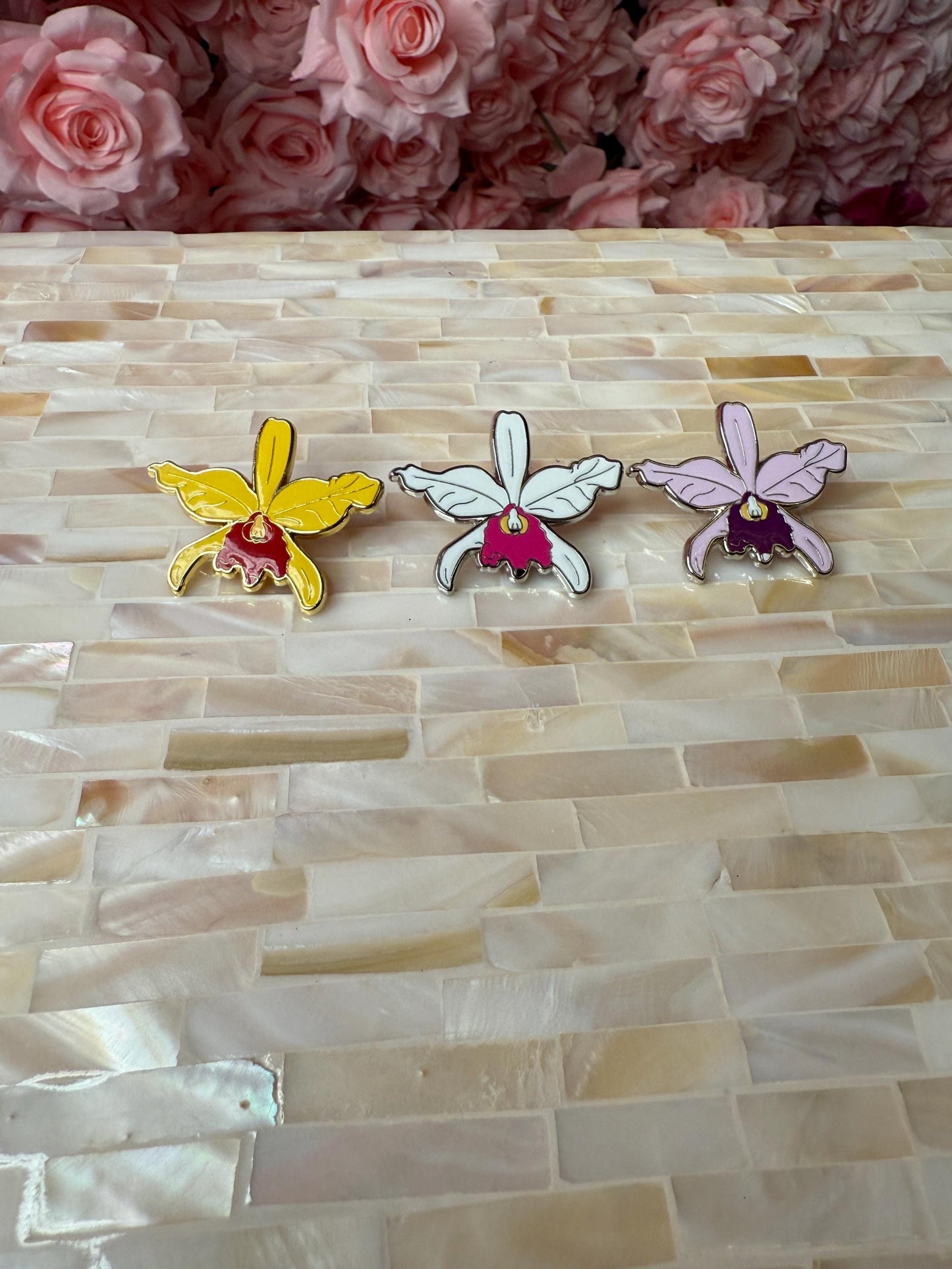 Plant Enamel Pin- Cattleya Walkeriana Orchid Flower Enamel Pin β’ Floral Pin Collector Item β’ Orchid Charm β’ Pins and Badges