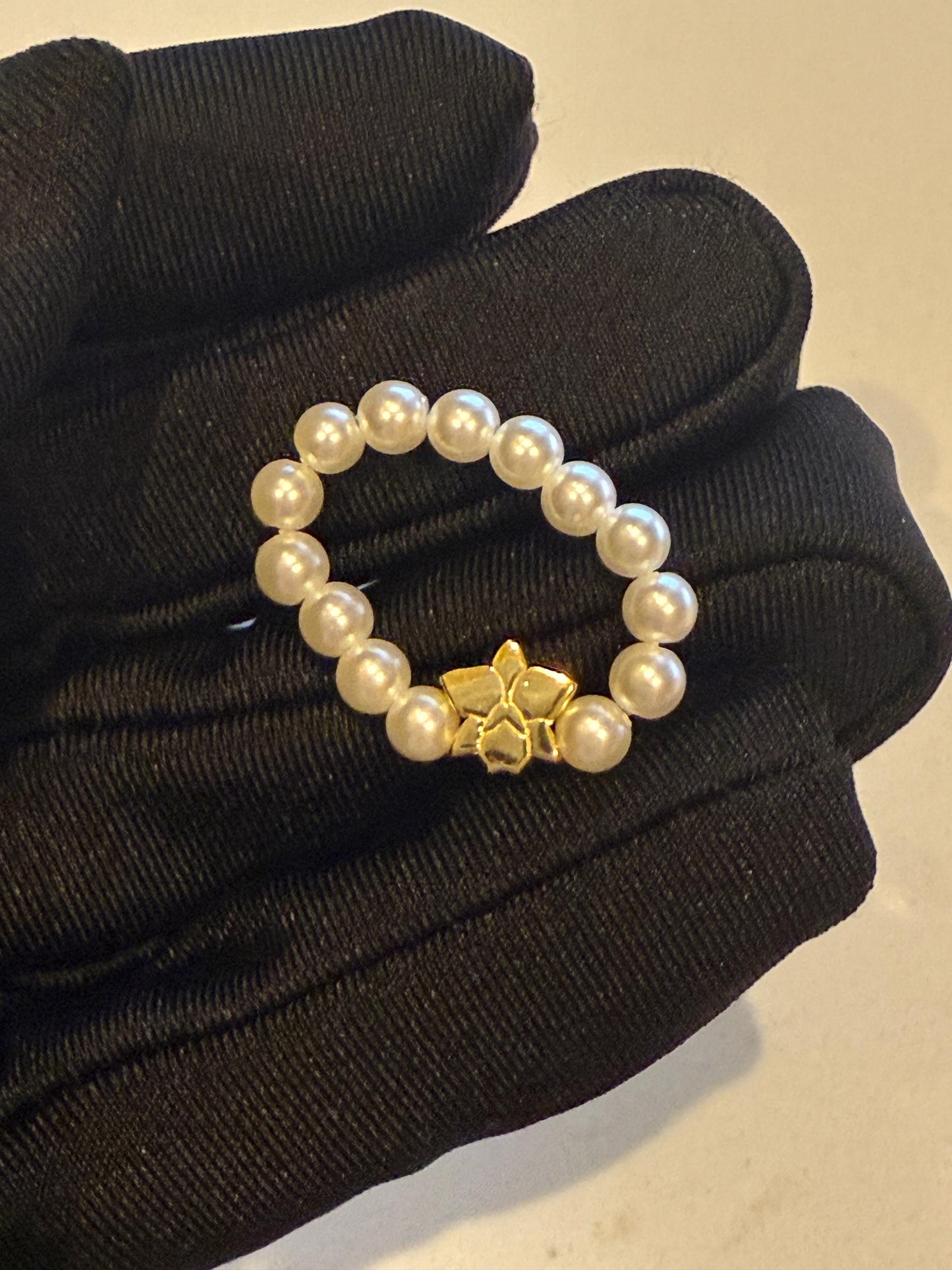 Pearl Orchid Ring: Stackable Ring • Pearl Ring • Orchid Flower Ring