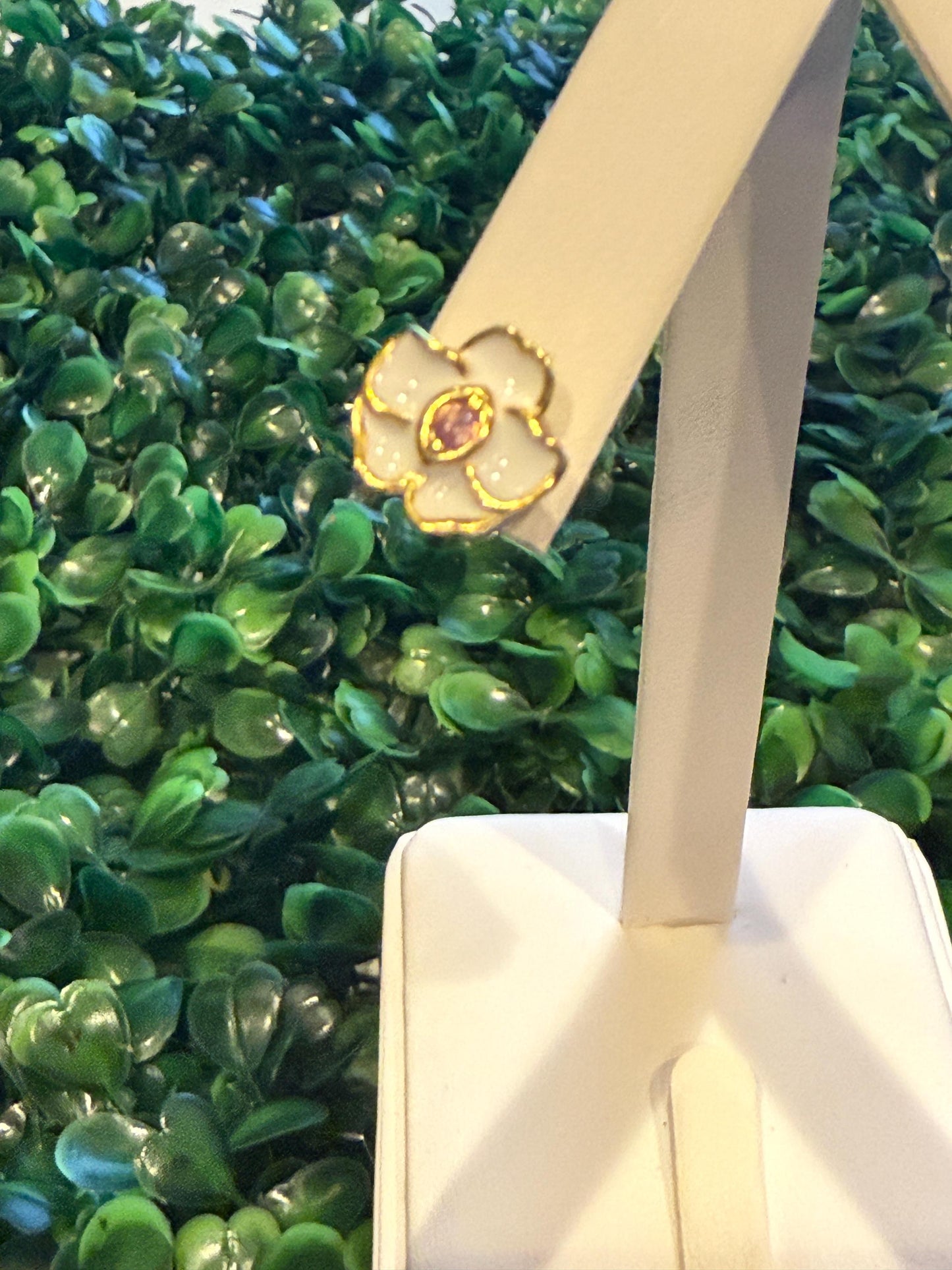 Mini White Vanda: Sterling Silver Vanda Orchid Flower Earrings β’ Gold Orchid Flower Vanda Cubic Zirconia Studs β’ Orchid Earrings