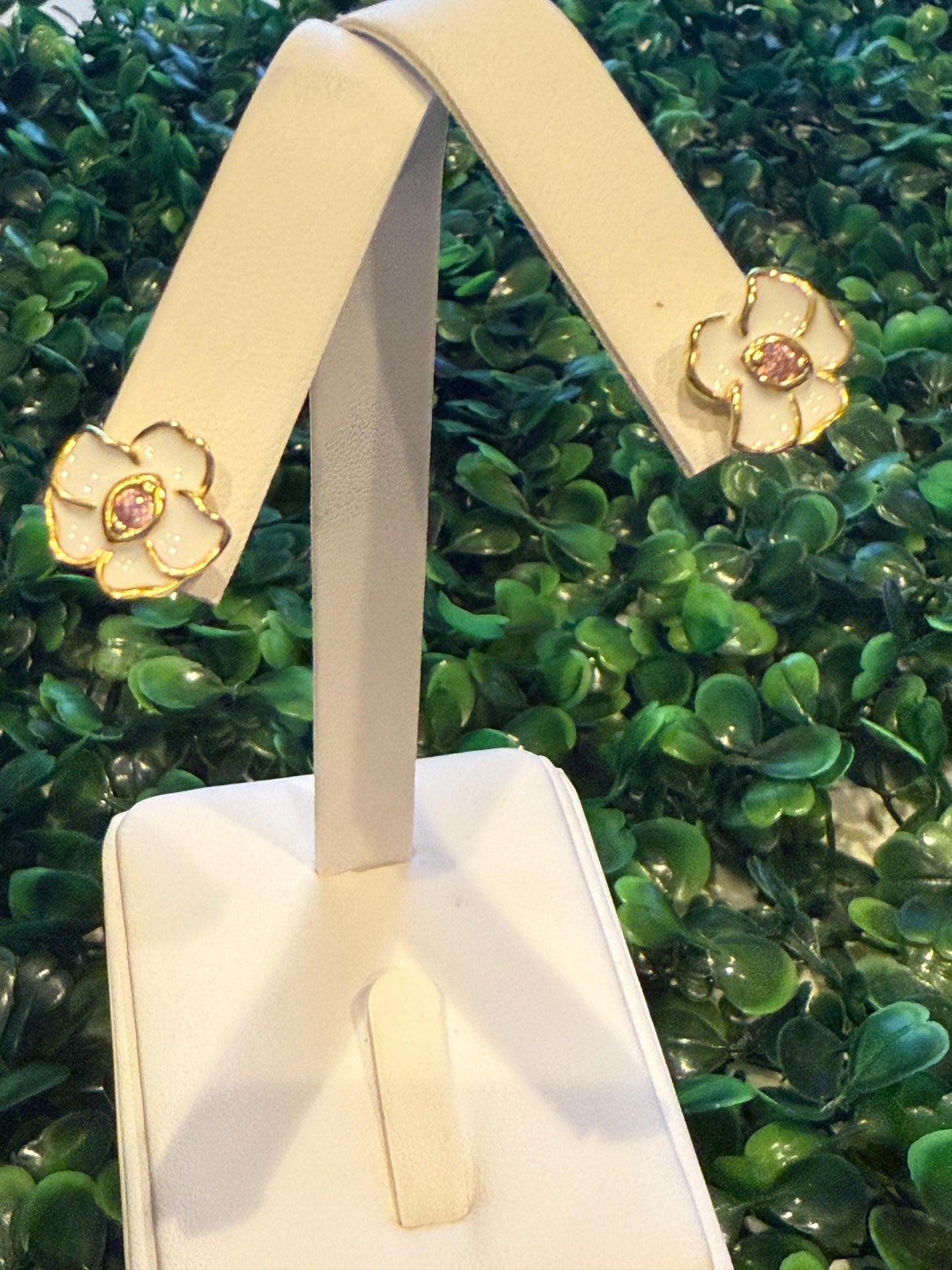Mini White Vanda: Sterling Silver Vanda Orchid Flower Earrings β’ Gold Orchid Flower Vanda Cubic Zirconia Studs β’ Orchid Earrings