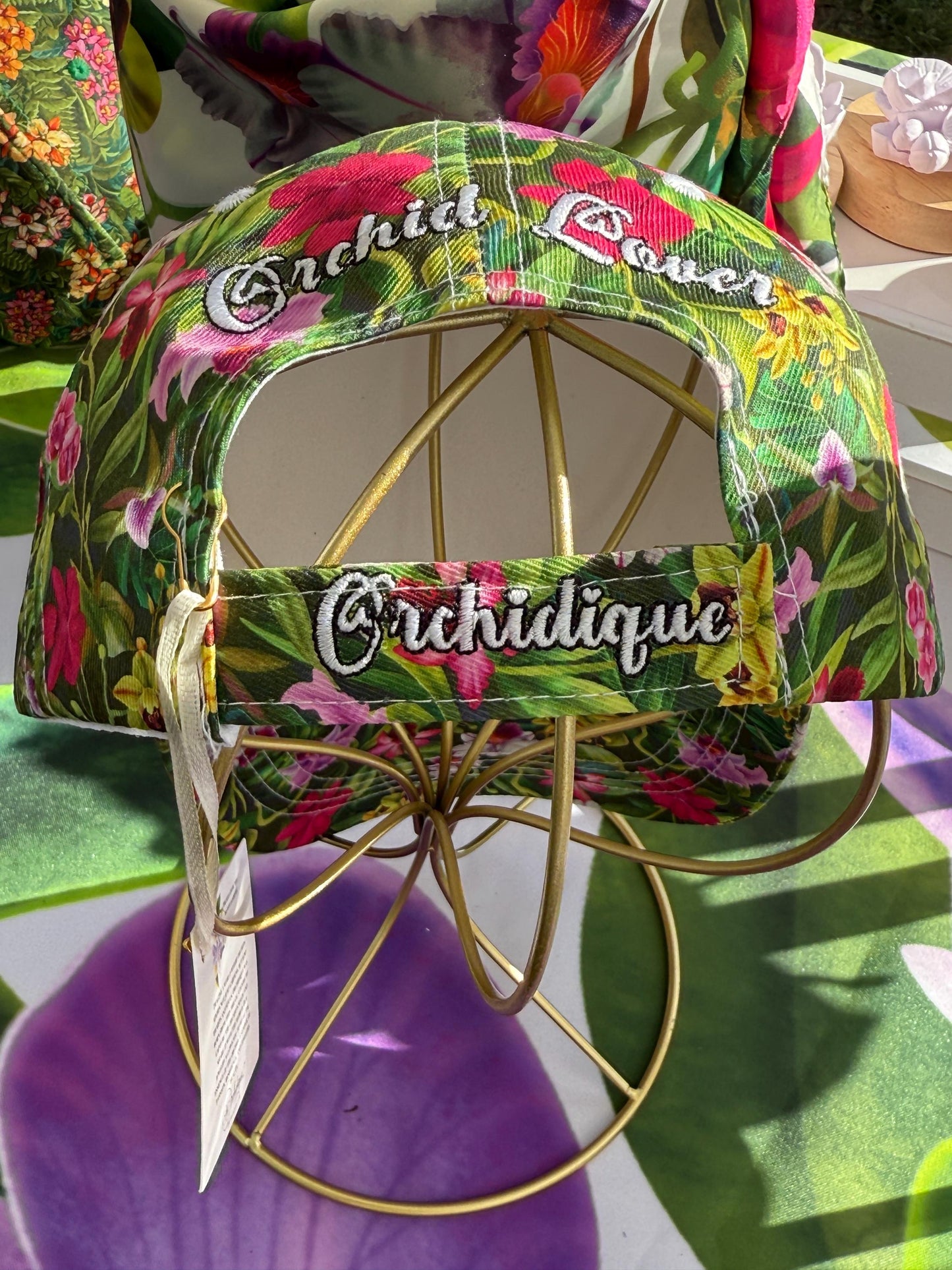 Cattleya Lover's Baseball Hat - Tropical Orchid Embroidered Baseball Cap, Adjustable