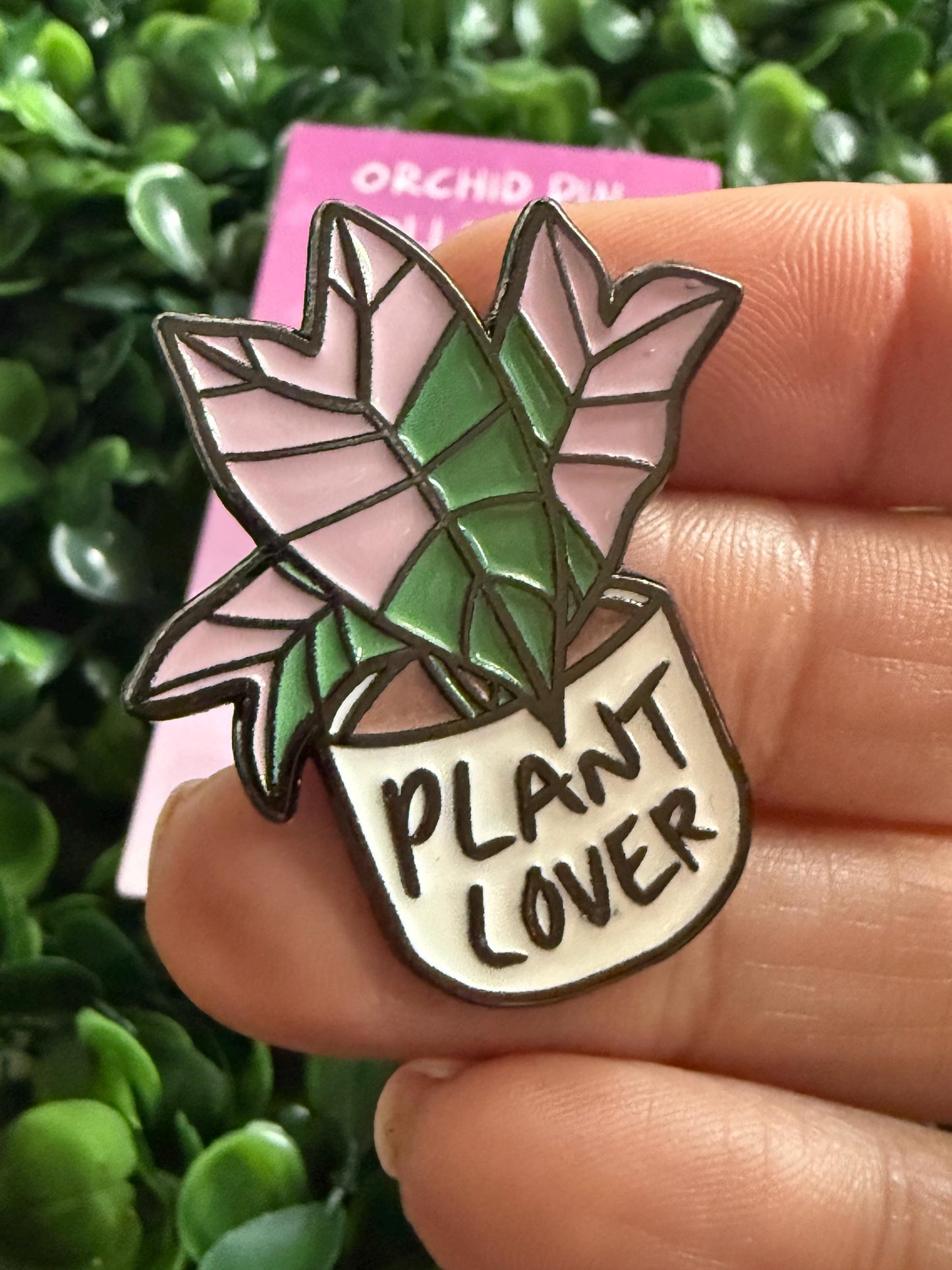 Plant Lover Pin- Alocasia Pink Nobilis Flower Enamel Pin β’ Floral Pin Collector Item β’ Orchid Charm β’ Pins and Badges