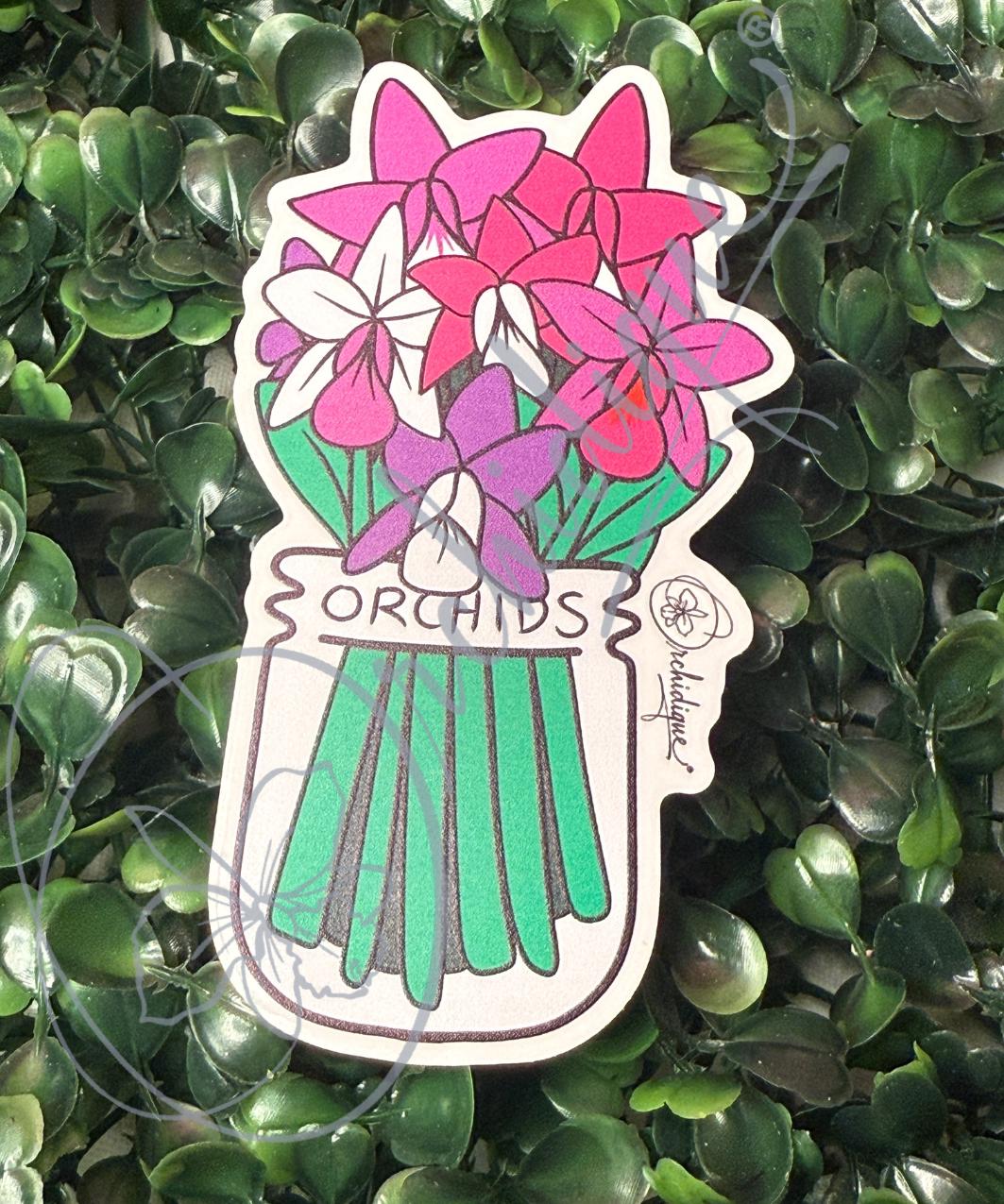 Orchid Flowers in a Vase Sticker • Orchid Lover Gift