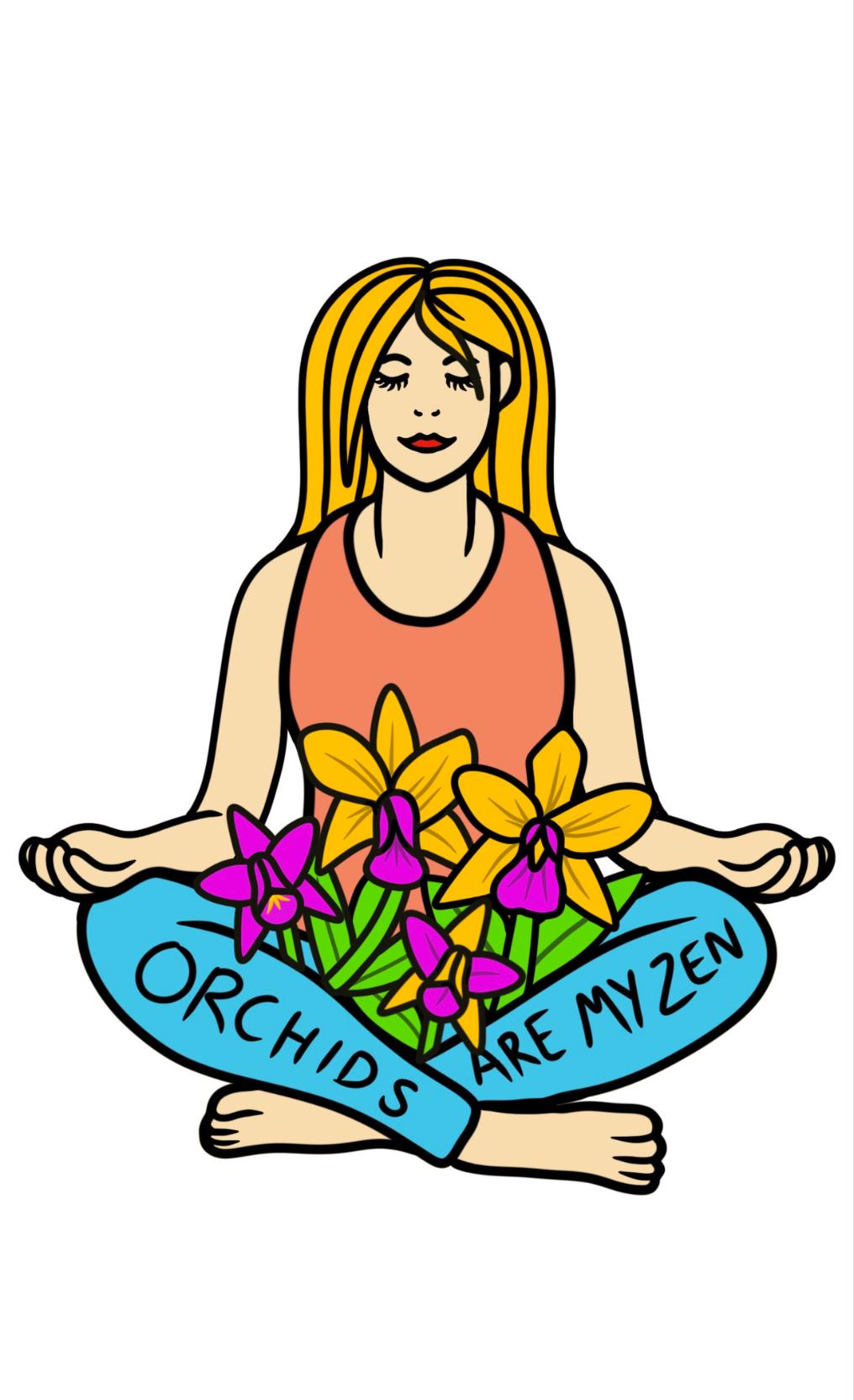 Orchid Embrace Women's Racerback Tank Top, Relaxed Fit, Yoga Apparel, Mindfulness Gift, Summer Workout Shirt, Floral Design