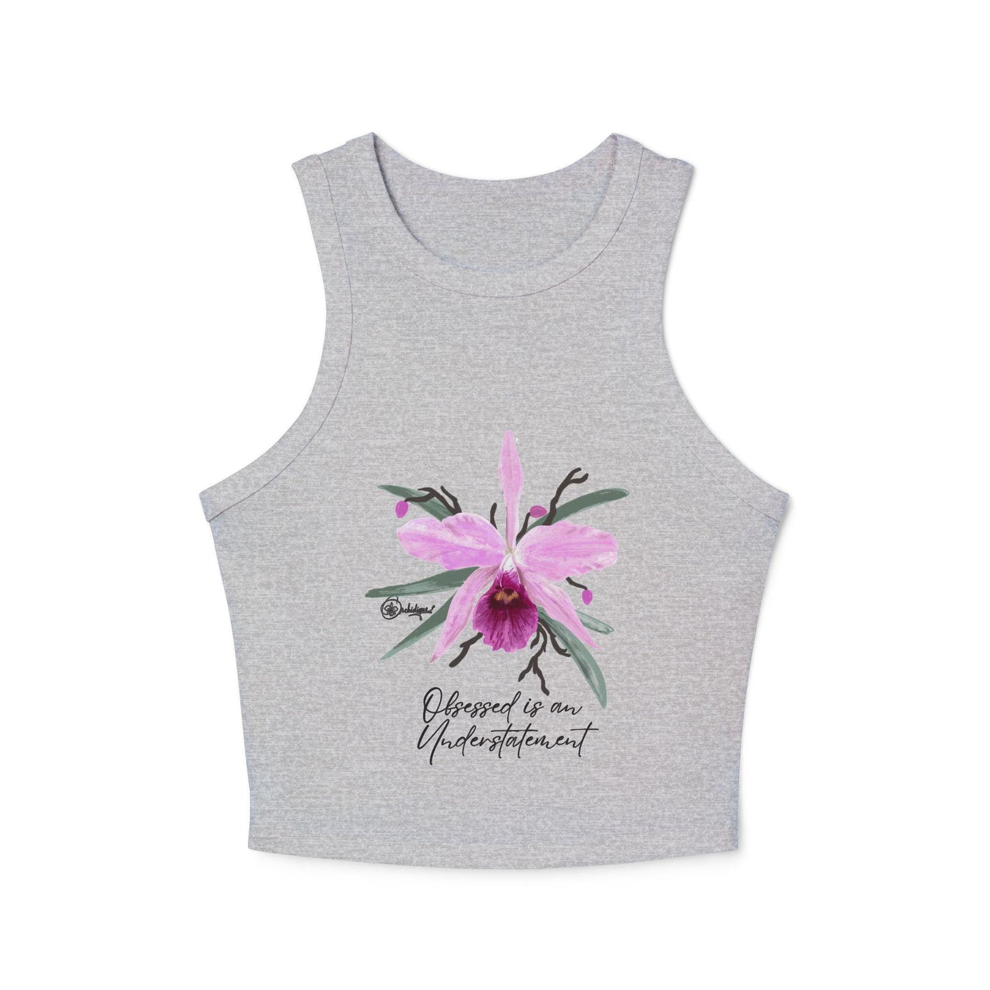 Floral Racer Tank Top, Summer Top, Gift for Her, Orchid Graphic Tank, Cute Casual Wear, Inspirational Quote Top