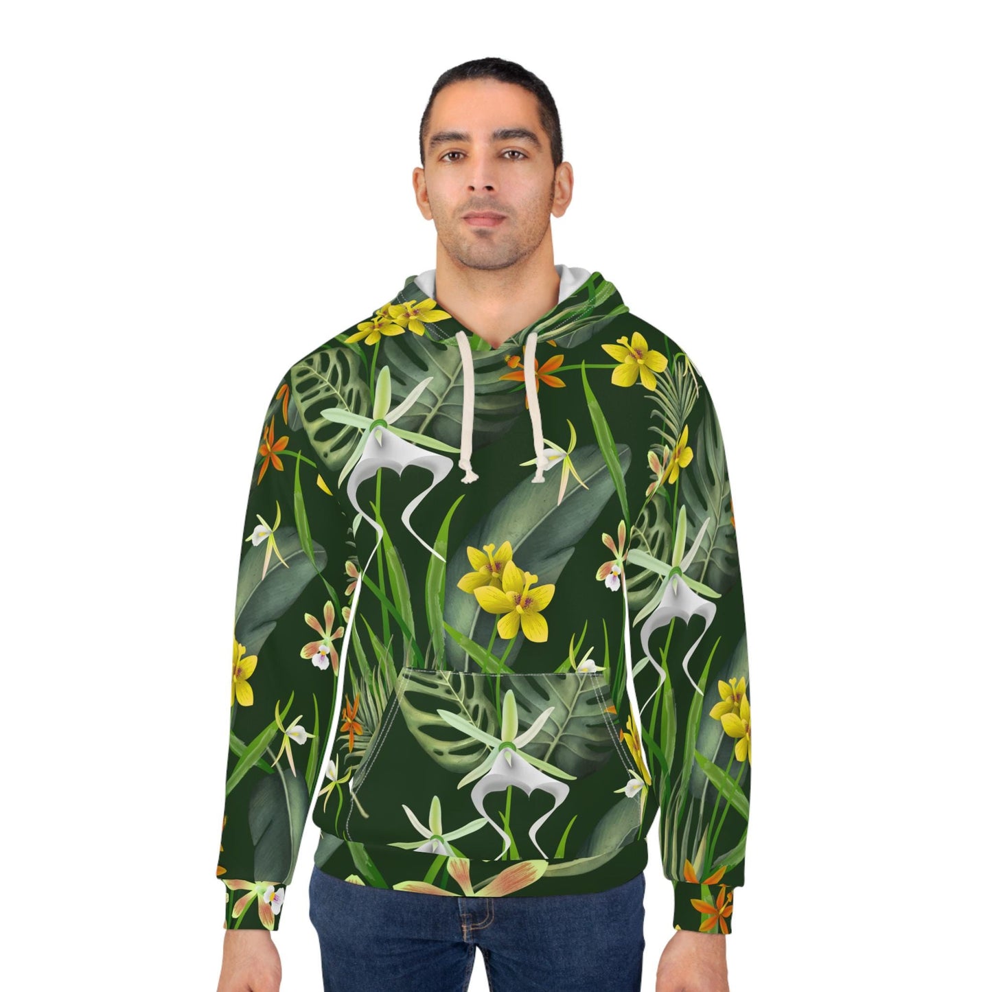 Tropical Floral Unisex Pullover Hoodie, Cozy Casual Wear, Nature Lover Gift, Spring Style, Beach Vibe, Unisex Hoodie