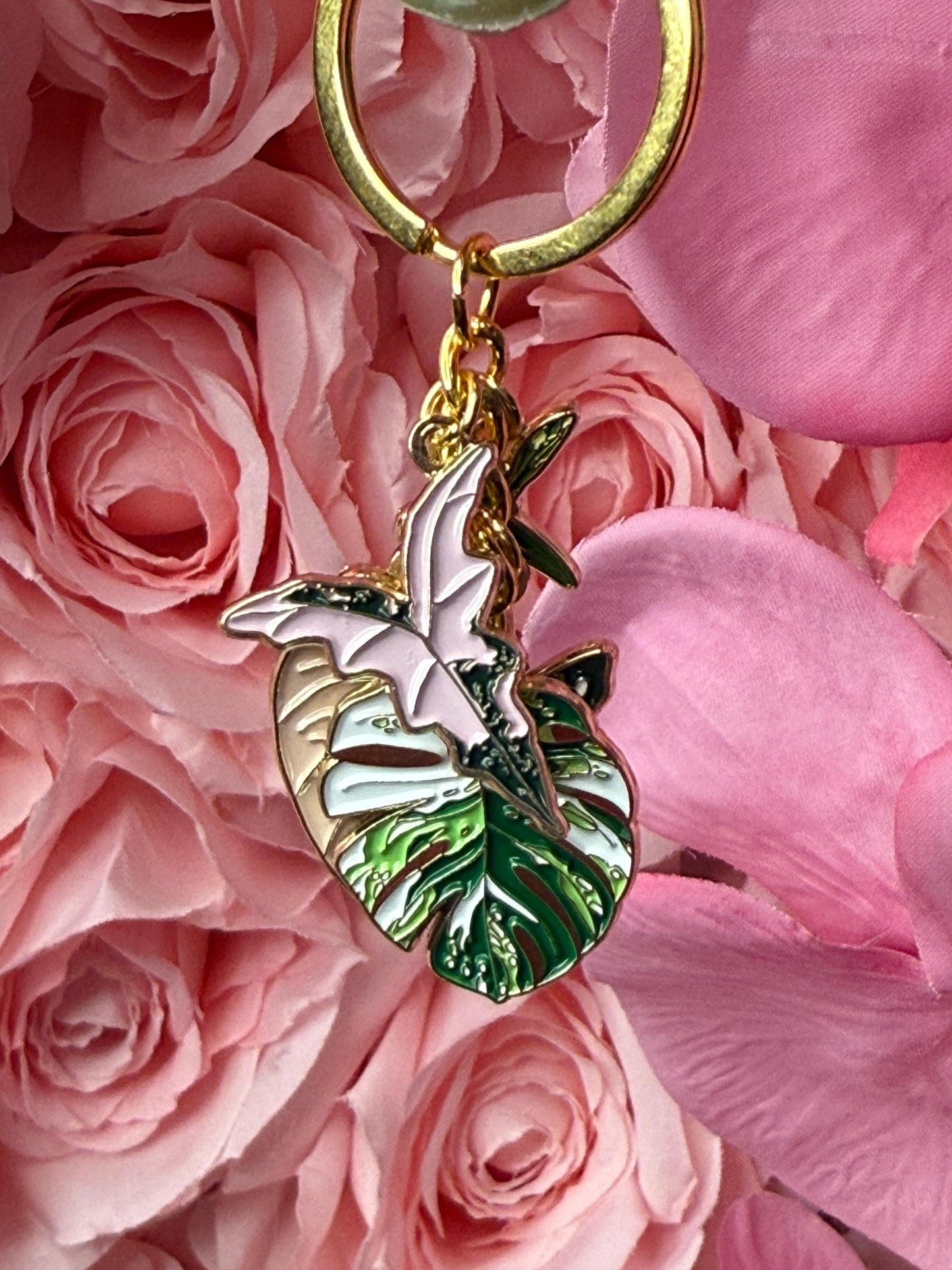 Rare Foliage Keychain •Variegated Monstera Keychain •Pink Nobilis Keychain • Pink Princess Keychain • Florida Philodendrum •Frydek Keychain