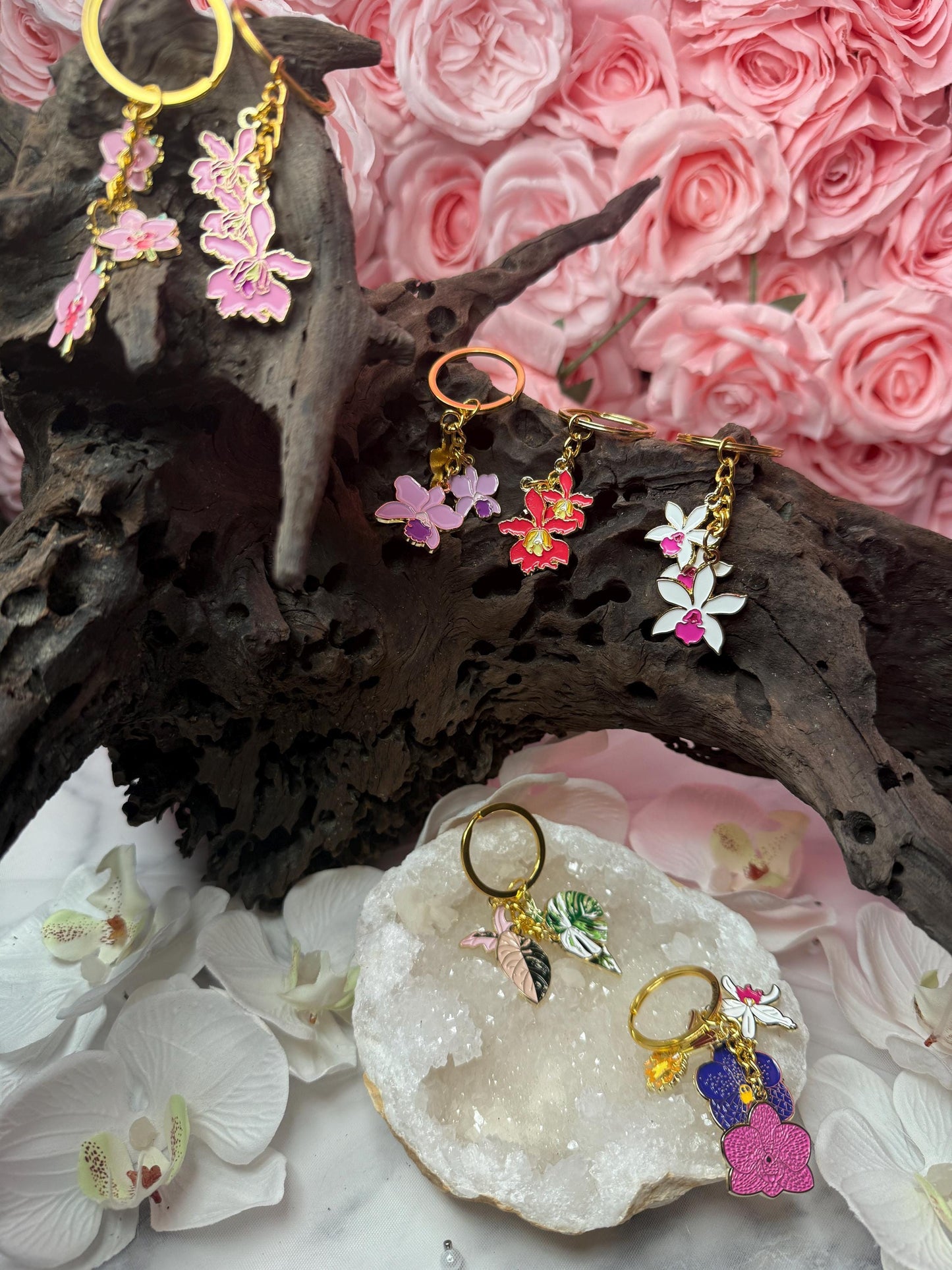 Orchids Keychain β’ Vanda Keychain β’ Phalaenopsis Keychain β’ Psychopsis Butterfly Keychain β’ Cattleya Orchid Keychain
