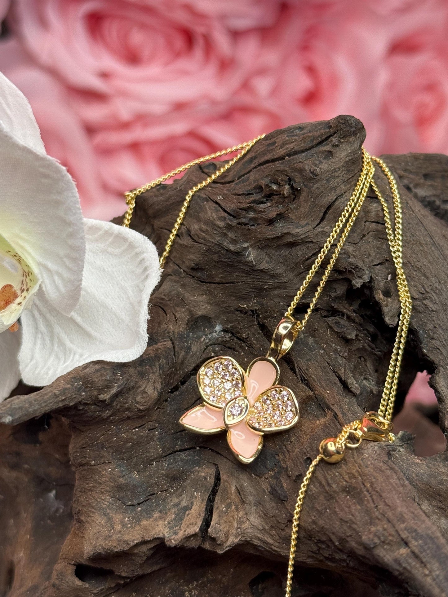 Baby Pink Phalaenopsis Orchid Flower Jewelry Set β’ Flowers Studs β’ Orchid Flower Pendant Necklace β’ Orchid Ring β’ Whispers Glow Collection
