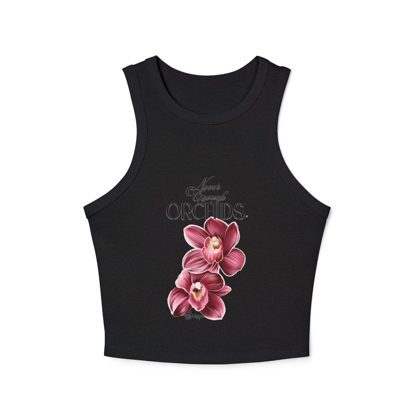 Orchids Print Women's Micro Rib Racer Tank Top, Floral Summer Top, Beachwear, Casual Wear, Gift for Her, Vacation Outfit