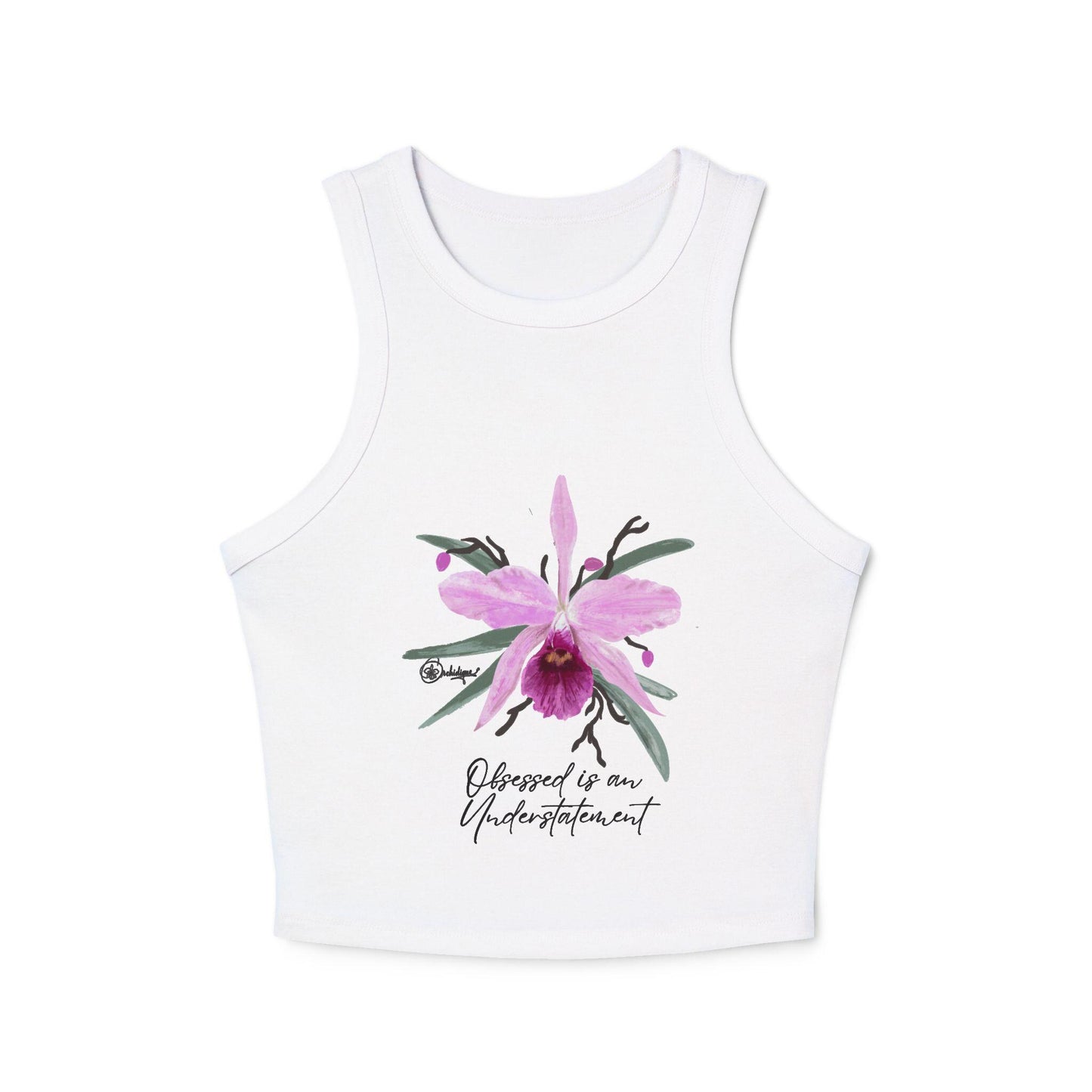 Floral Racer Tank Top, Summer Top, Gift for Her, Orchid Graphic Tank, Cute Casual Wear, Inspirational Quote Top