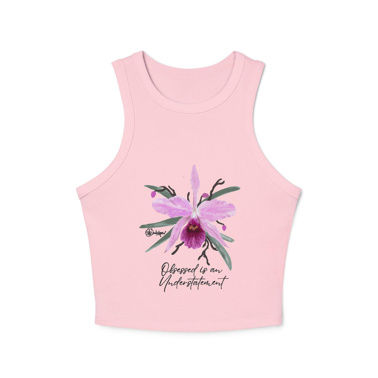 Floral Racer Tank Top, Summer Top, Gift for Her, Orchid Graphic Tank, Cute Casual Wear, Inspirational Quote Top