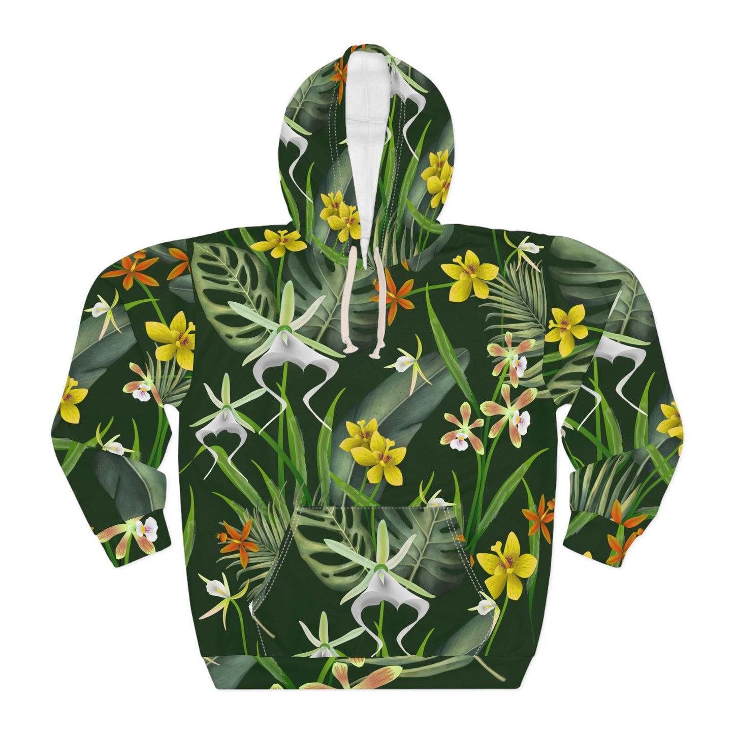 Tropical Floral Unisex Pullover Hoodie, Cozy Casual Wear, Nature Lover Gift, Spring Style, Beach Vibe, Unisex Hoodie