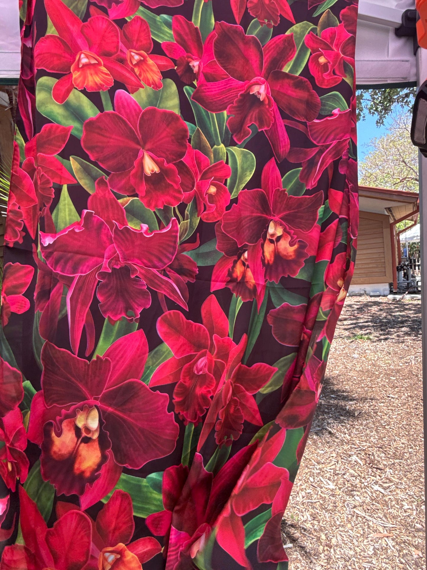 Orchidique Red Orchid Blooms Scarf