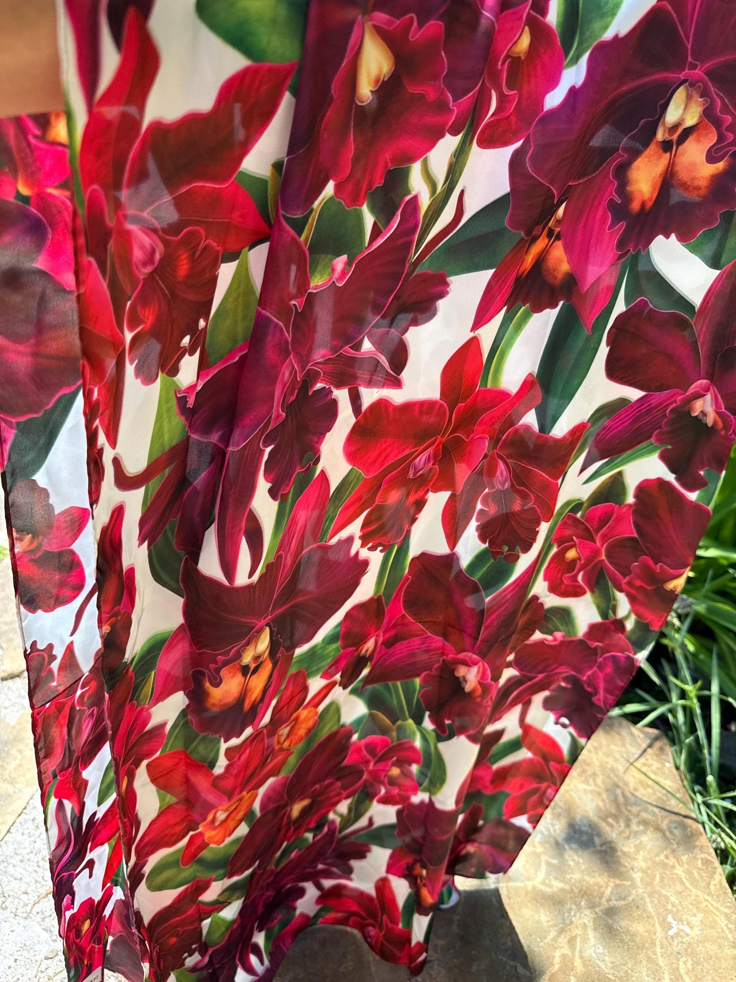 Orchidique Red Orchid Blooms Scarf
