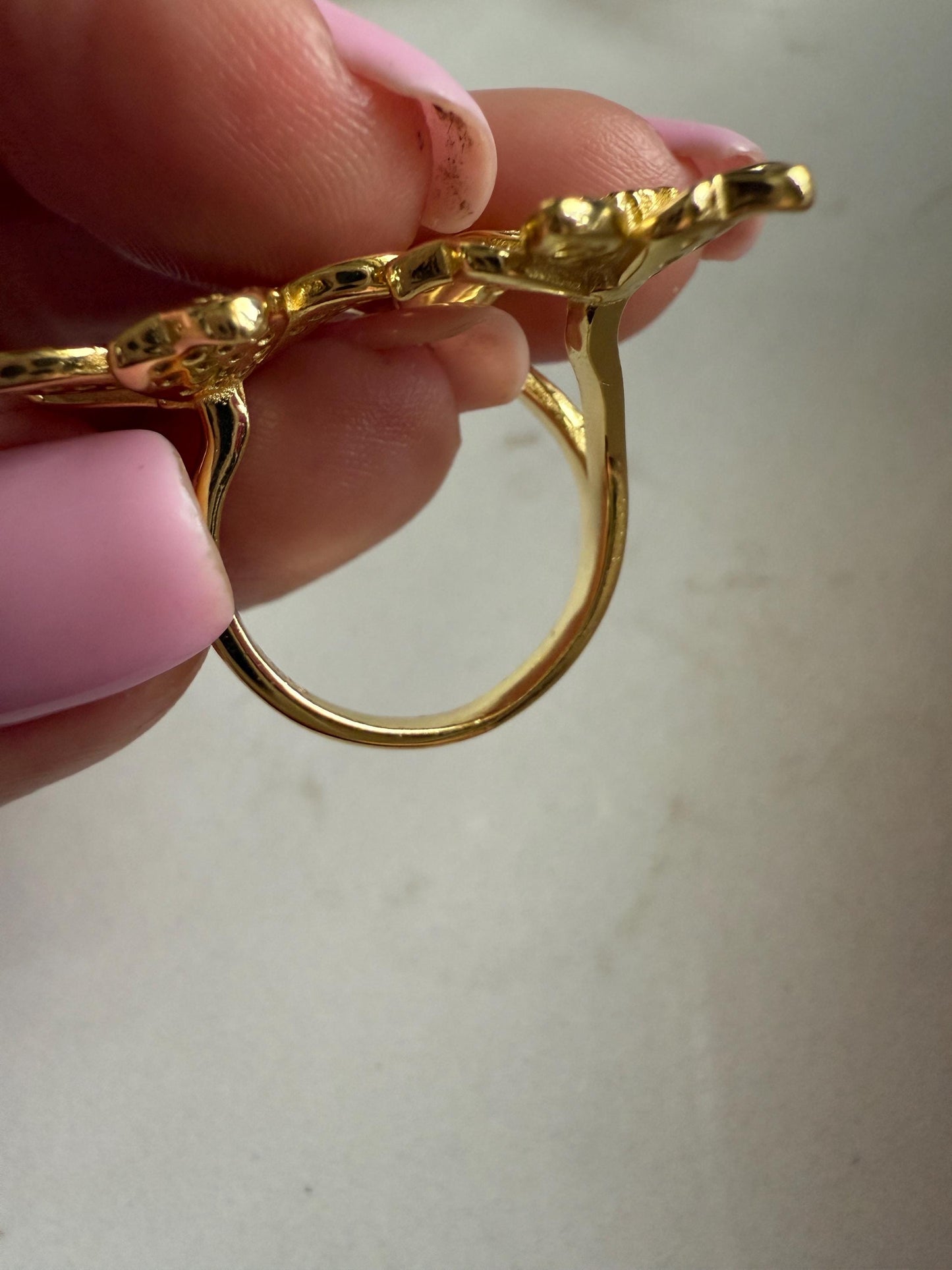 Triple Orchid Flower Ring: Orchid Statement Ring Cattleya Gold Orchid Ring • Cocktail Ring
