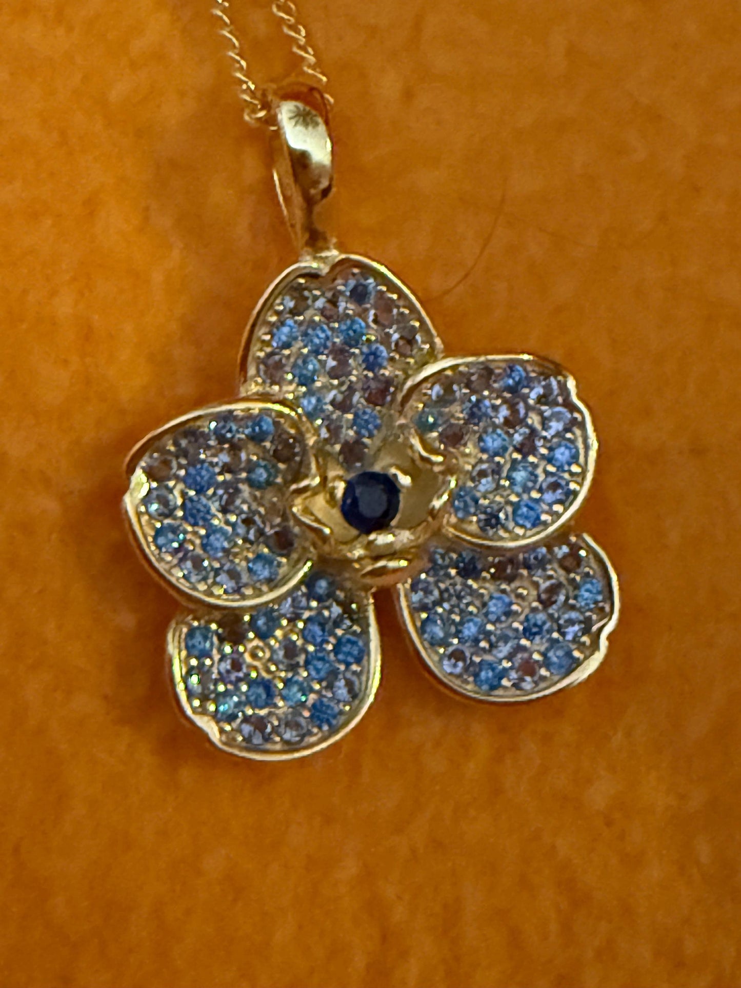 Aqua Blue Zircons Orchid Vanda Flower Jewelry set • Cubic Zirconia Studs or Pendant Necklace • Floral Jewelry Gift