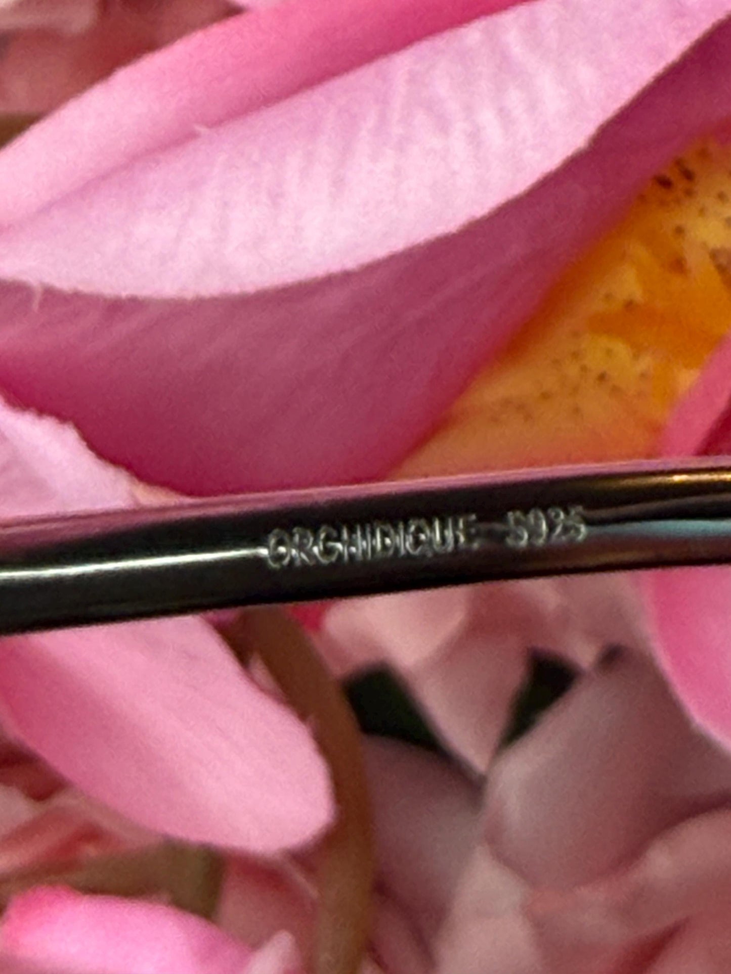 Drama Exclusive Luxury Collection Cattleya Orchid Bangle • Dazzling White Pave Zircon & 14K Yellow Gold Lip- Golden Leaf