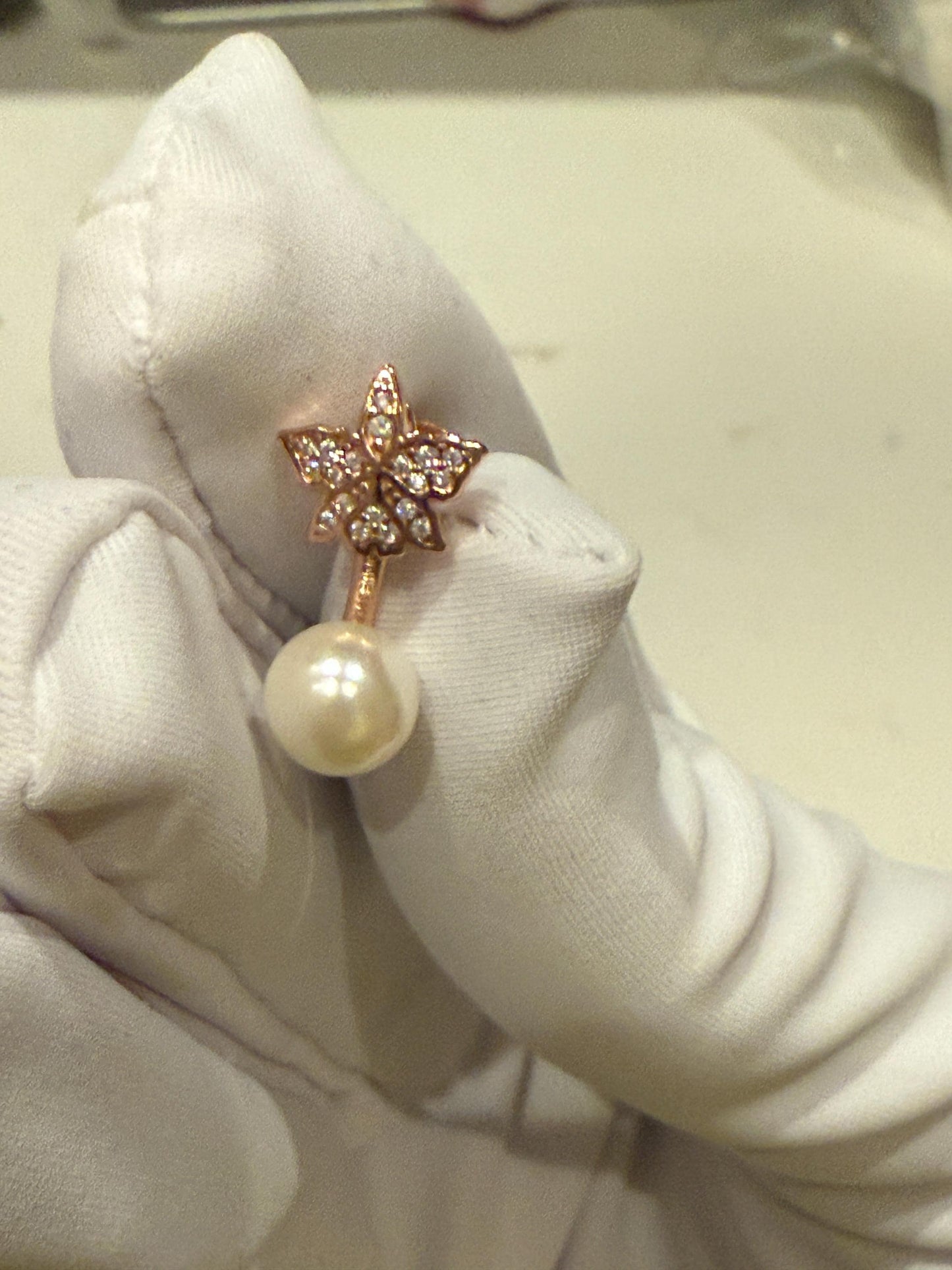 Signature Cattleya Earring, Pearl Jacket Stud: Dainty Orchid, Elegant Flower Jewelry, 18k Rose Gold, White Classic Pearl