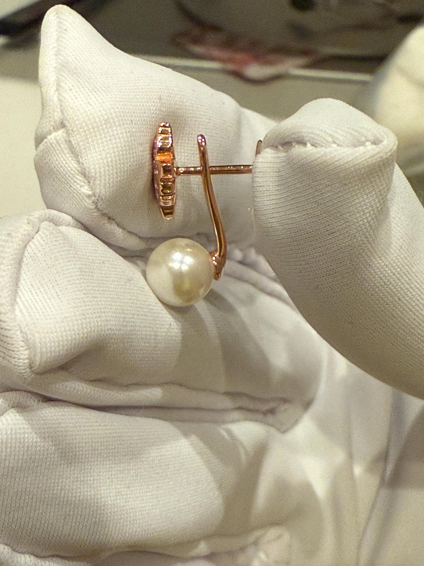 Signature Cattleya Earring, Pearl Jacket Stud: Dainty Orchid, Elegant Flower Jewelry, 18k Rose Gold, White Classic Pearl