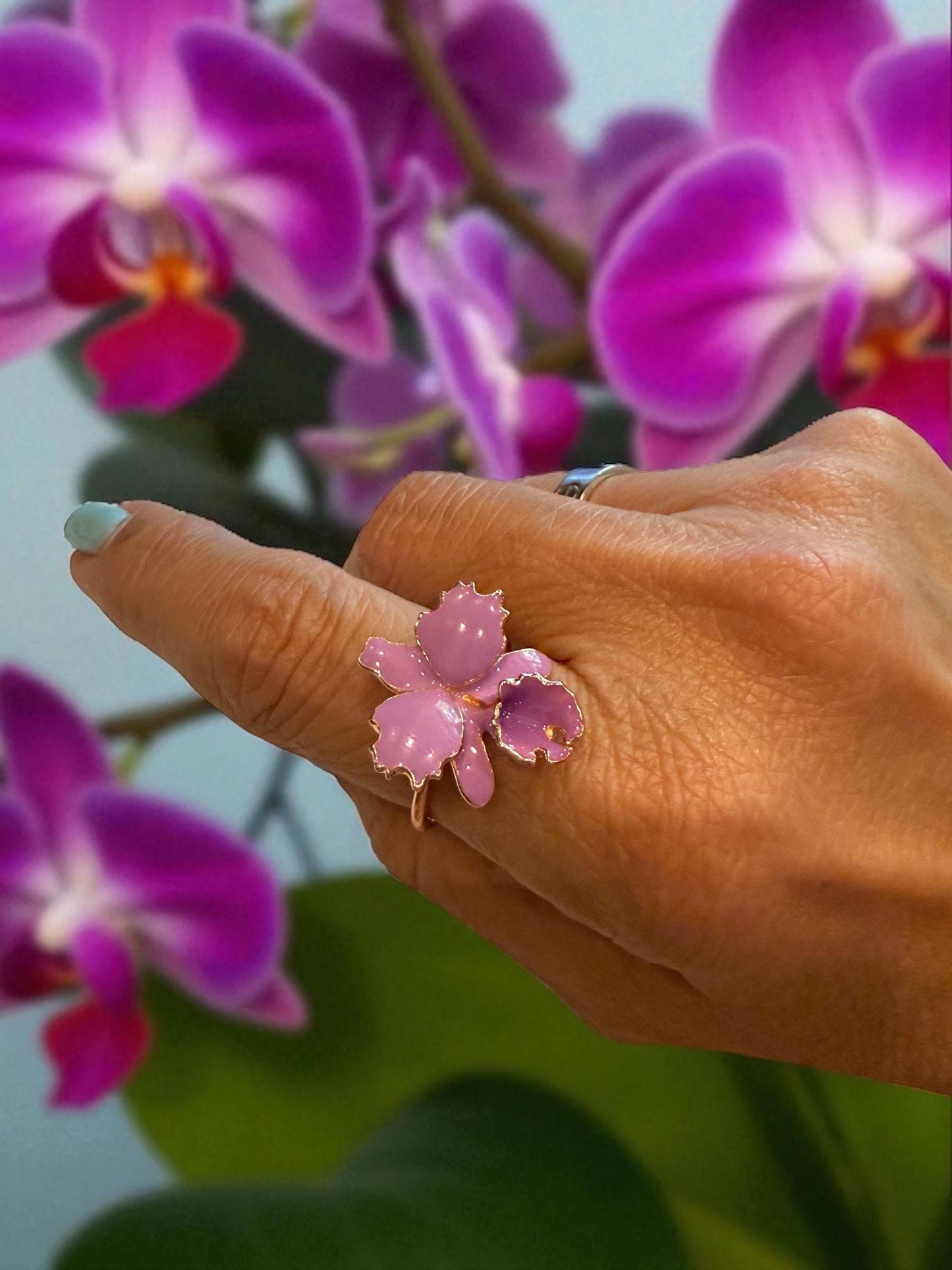Cattleya Lavendar Dowiana Orchid Ring • Dowiana- inspired Orchid Ring • Orchid Jewelry • Mothers Day Gift