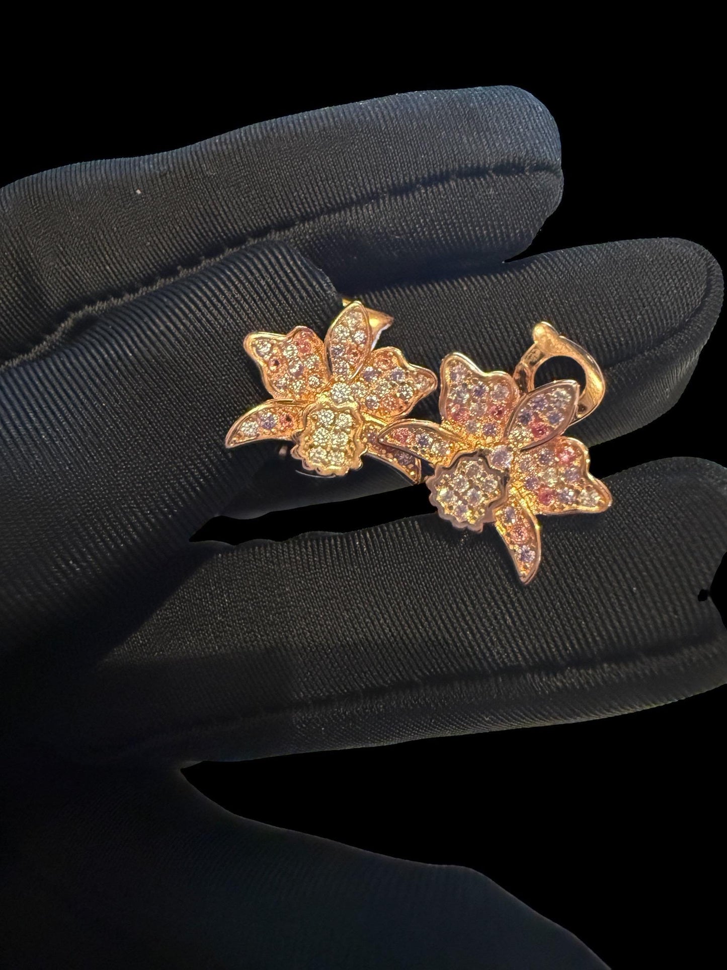 Shimmer Me Cattleya Huggie Stud • Rose Gold Pink Cattleya Earrings