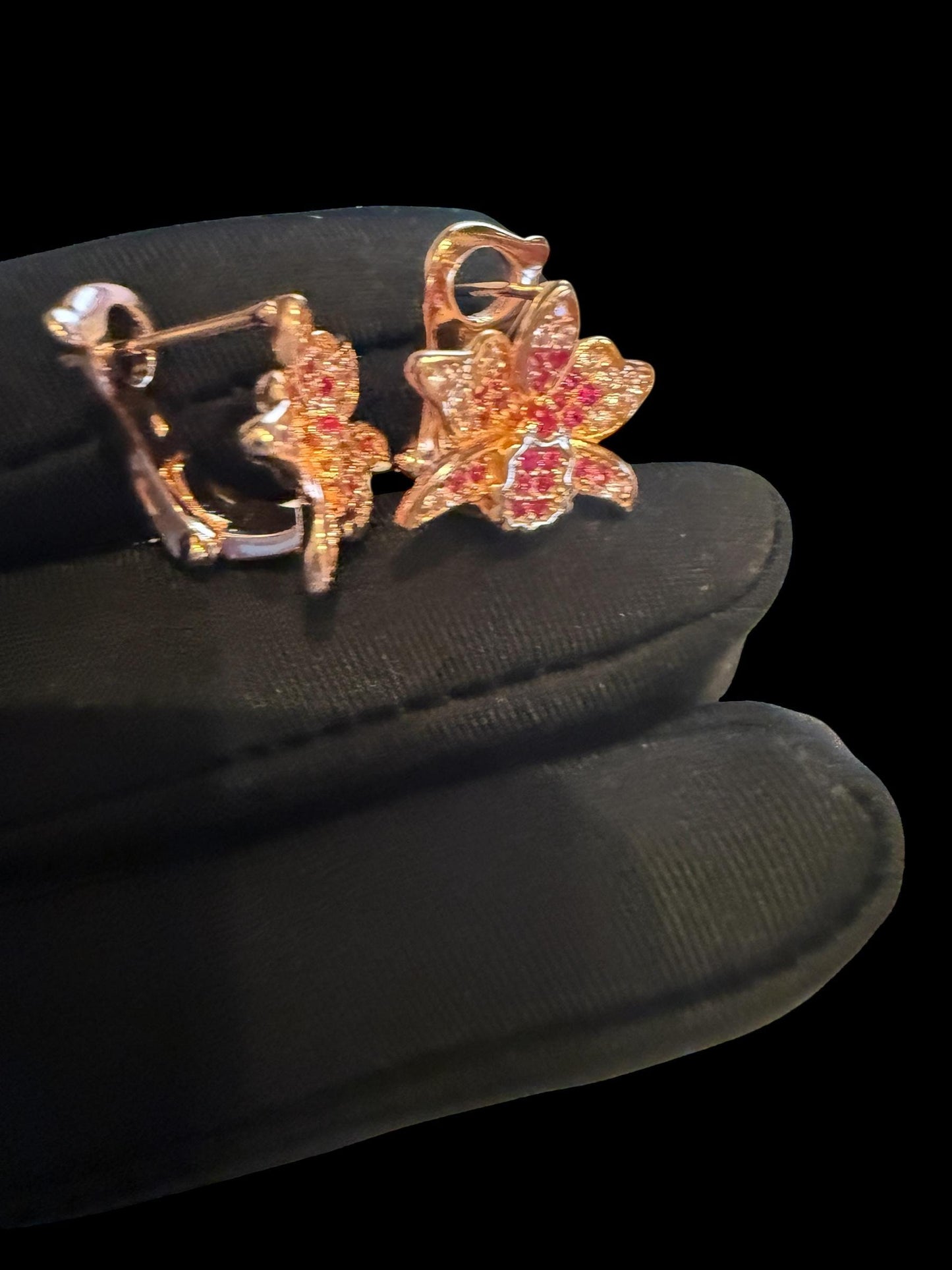 Shimmer Me Cattleya Huggie Stud • Pink Splash Cattleya Earrings