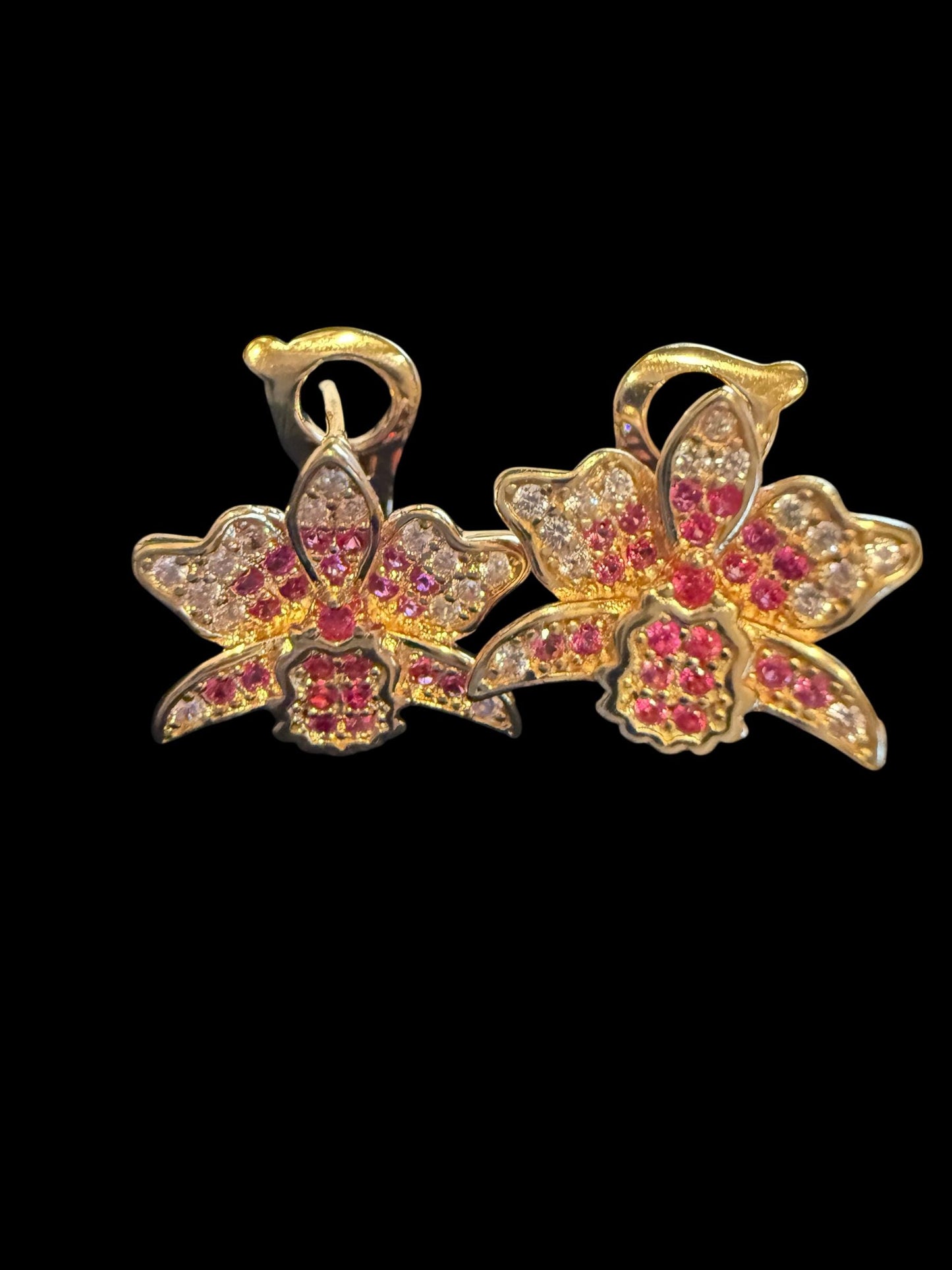 Shimmer Me Cattleya Huggie Stud • Pink Splash Cattleya Earrings