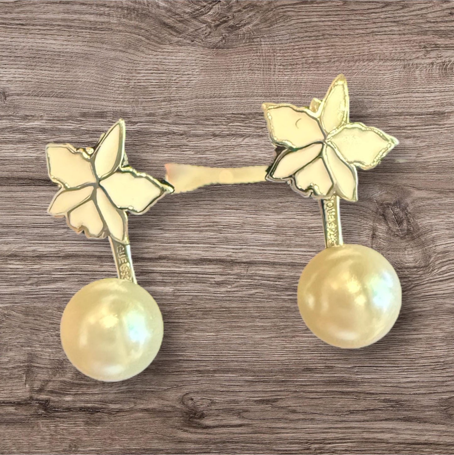 Signature White Cattleya Earrings, Pearl Jacket Stud: Dainty Orchid, Elegant Flower Jewelry, 18k White Gold Plated, White Pearl Jacket
