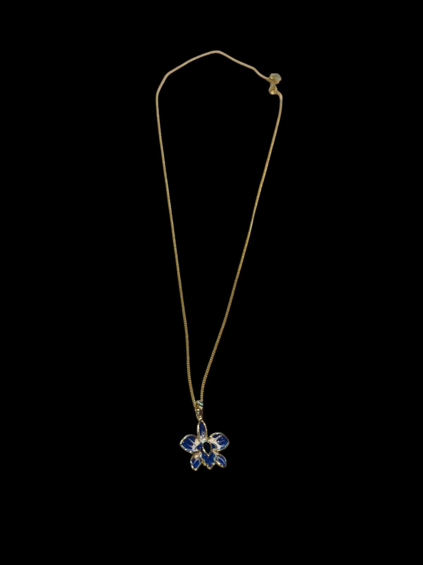 Blue Orchid Jewelry Set • 14k Gold Plated Orchid Jewelry• Orchid Pemdant Necklace • The Violecea Inspired Collection
