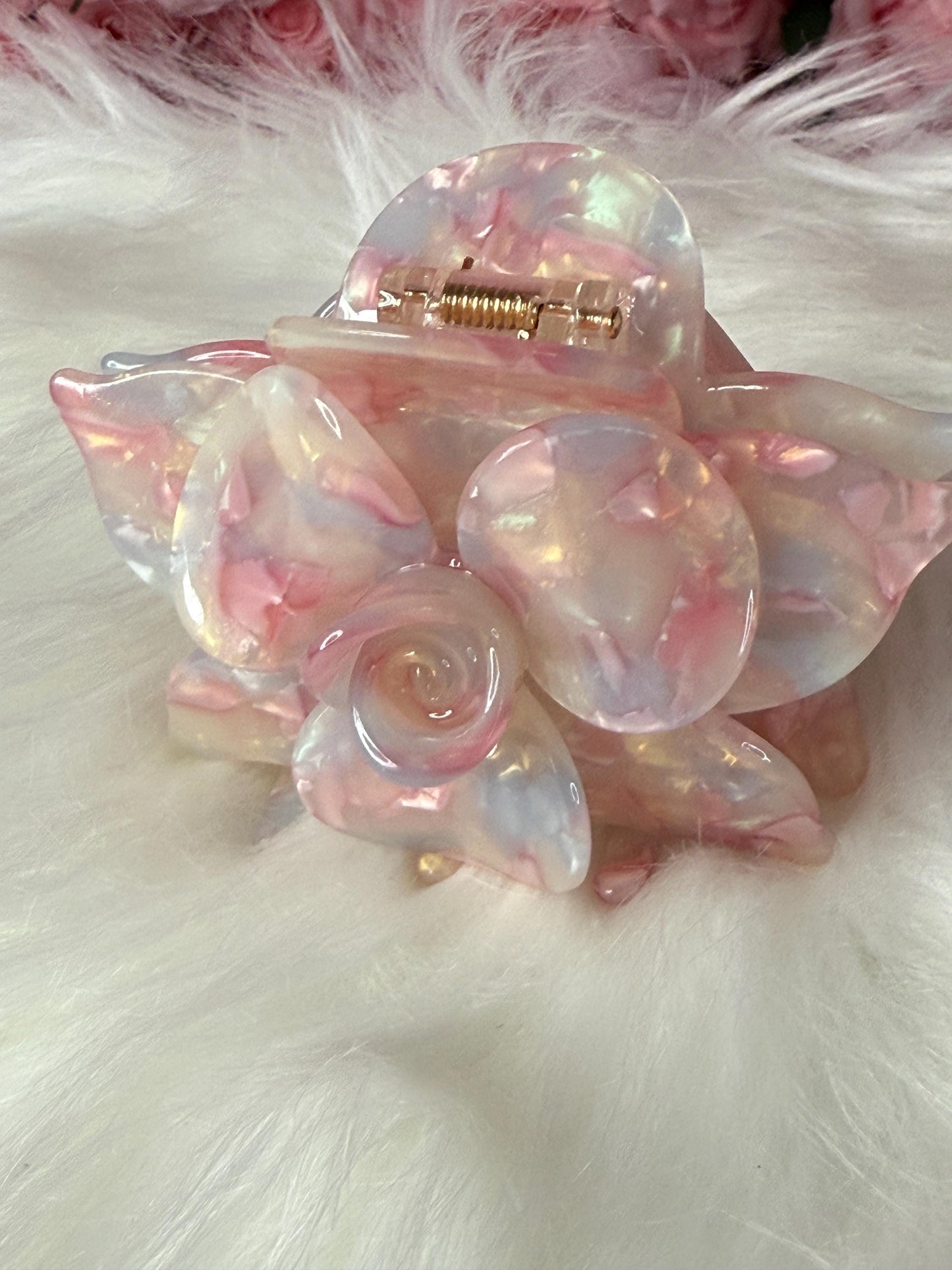 Orchid Hair Claw • Pink Iradesence Orchid Hair Claw Clip • Wedding Hair Piece • Tropical Orchid Acetate Claw Clip