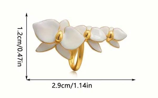 Phalaenopsis Orchid Ear Cuff • French Cuff Style • No Piercing Needed • White Minimalist Jewelry- Copper Gold Plated